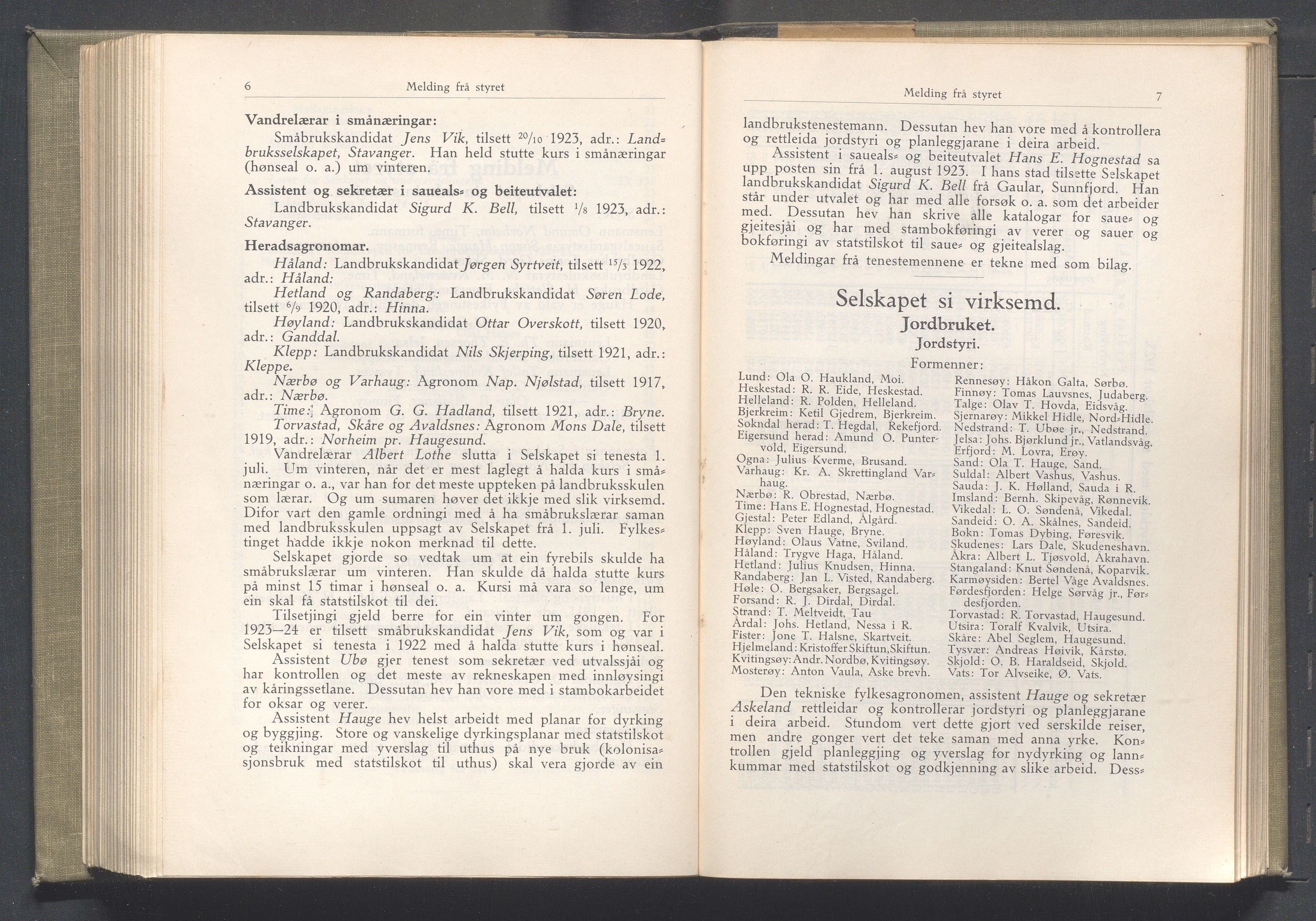 Rogaland fylkeskommune - Fylkesrådmannen , IKAR/A-900/A/Aa/Aaa/L0043: Møtebok , 1924, p. 6-7