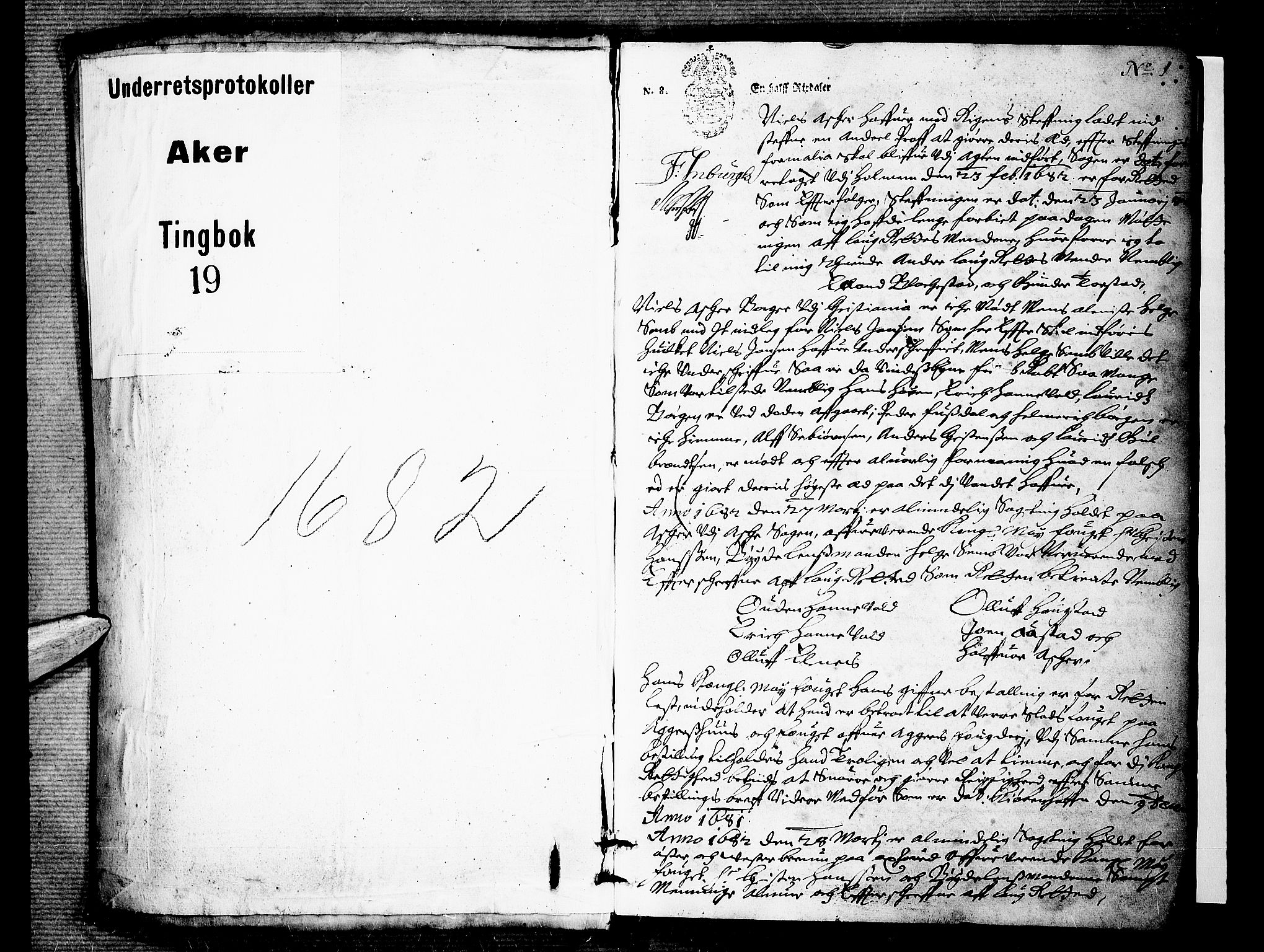 Aker sorenskriveri, AV/SAO-A-10895/F/Fb/L0003/0019: Tingbøker, nr. 12-19 / Tingbok nr. 19, 1682, p. 0b-1a