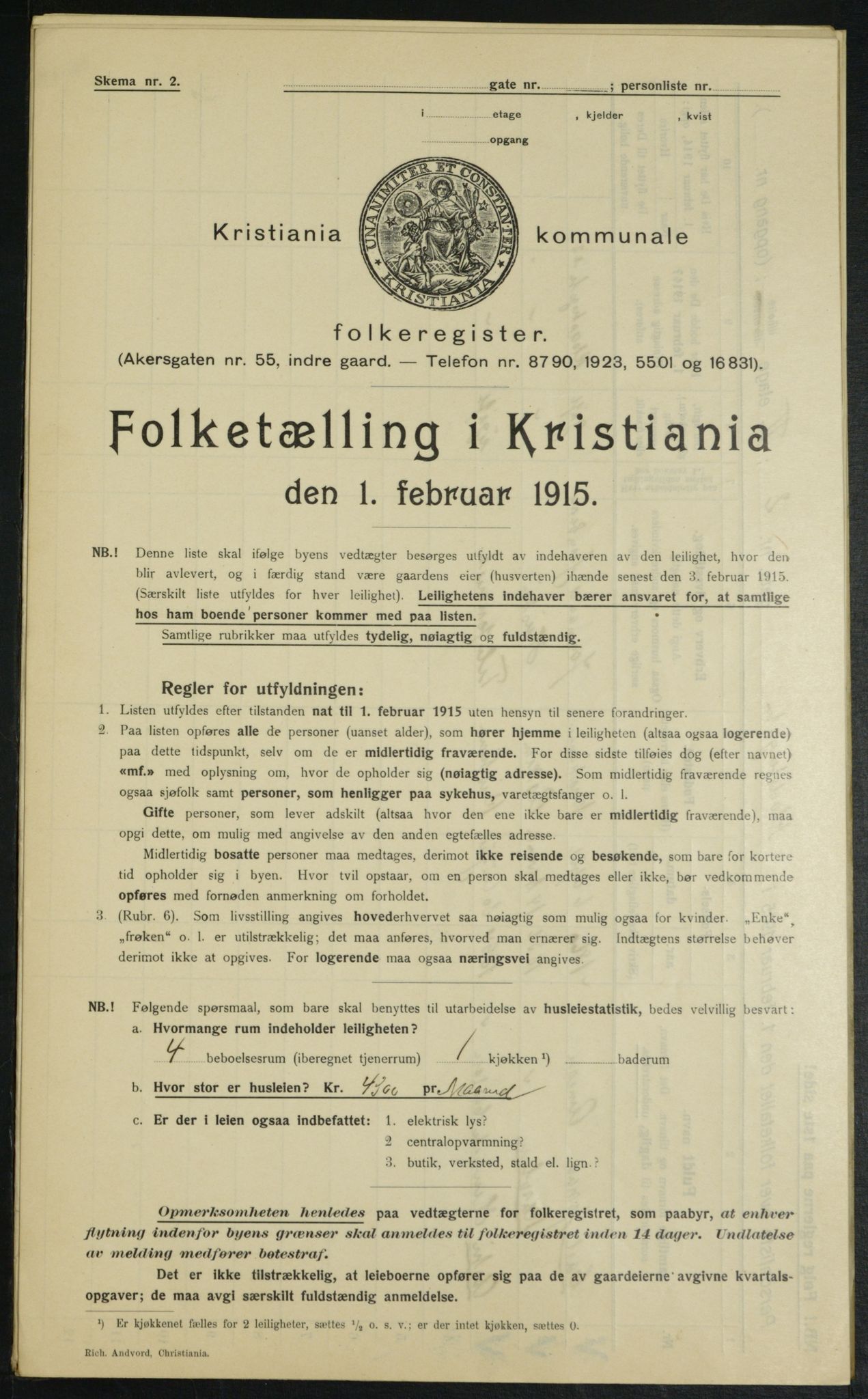 OBA, Municipal Census 1915 for Kristiania, 1915, p. 51607