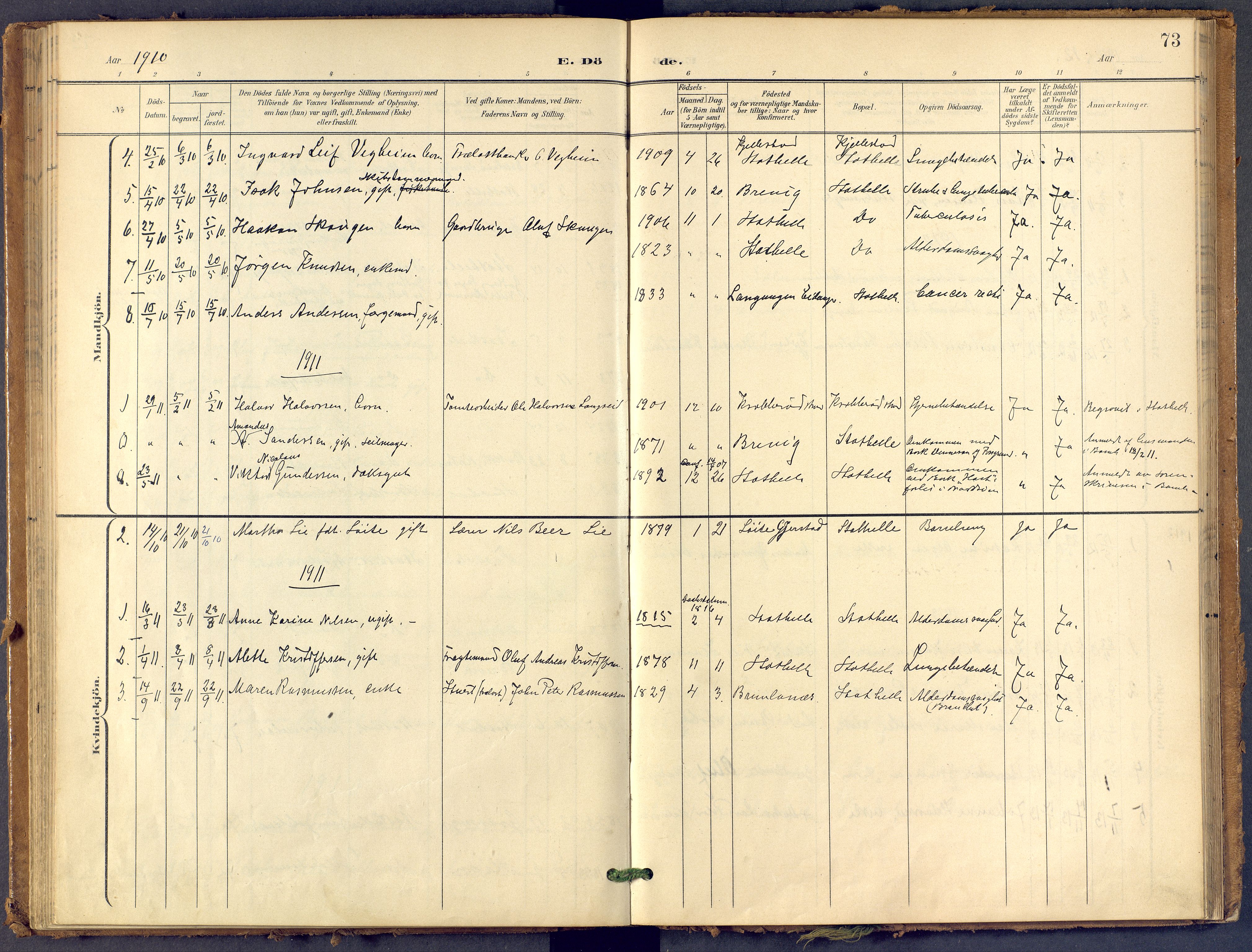 Bamble kirkebøker, AV/SAKO-A-253/F/Fb/L0002: Parish register (official) no. II 2, 1900-1921, p. 73