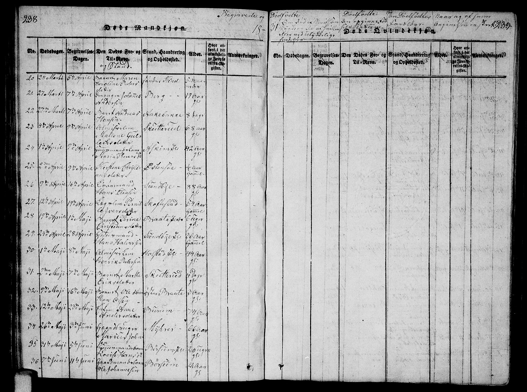 Ås prestekontor Kirkebøker, SAO/A-10894/G/Ga/L0002: Parish register (copy) no. I 2, 1820-1836, p. 238-239