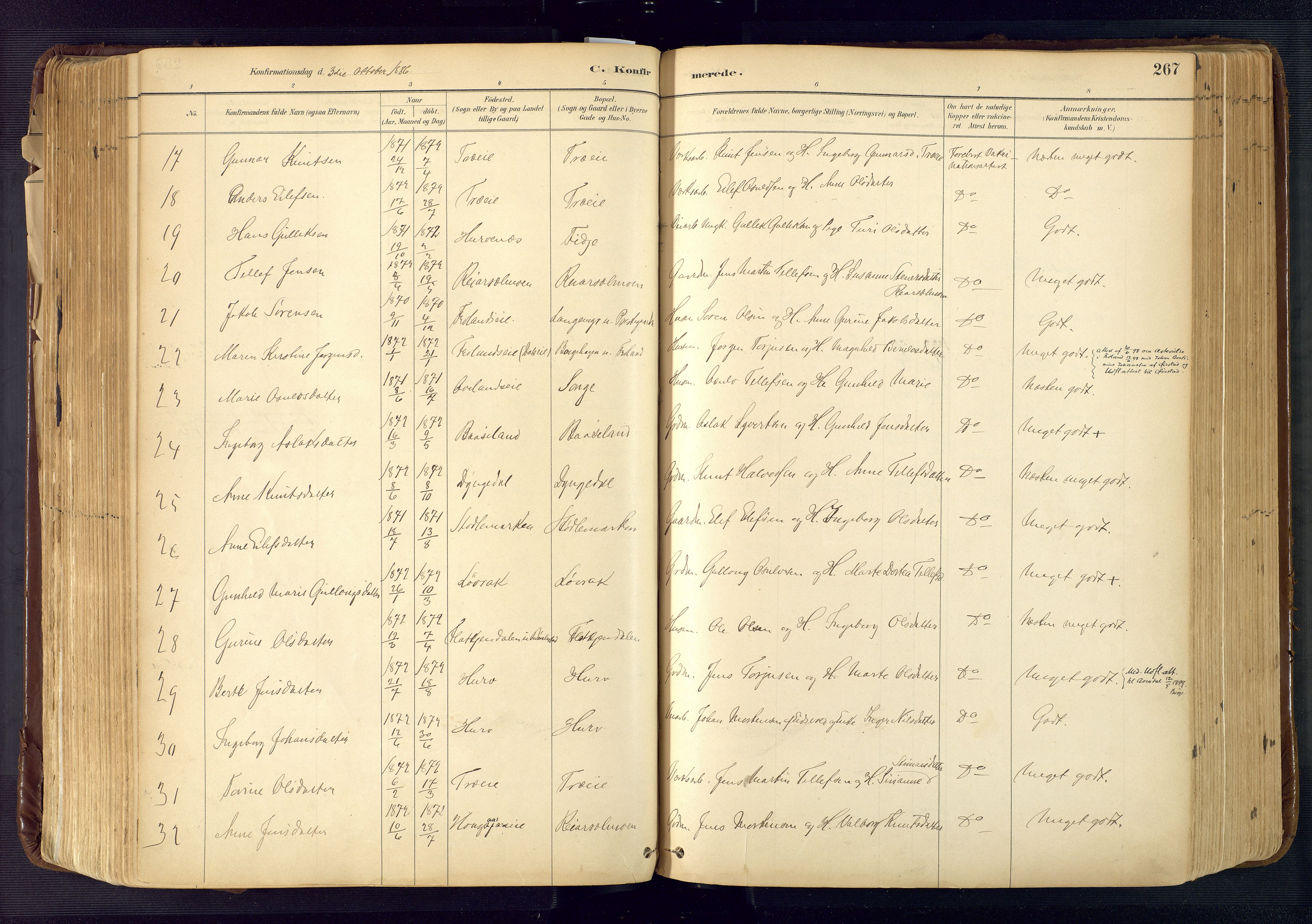 Froland sokneprestkontor, SAK/1111-0013/F/Fa/L0005: Parish register (official) no. A 5, 1882-1921, p. 267