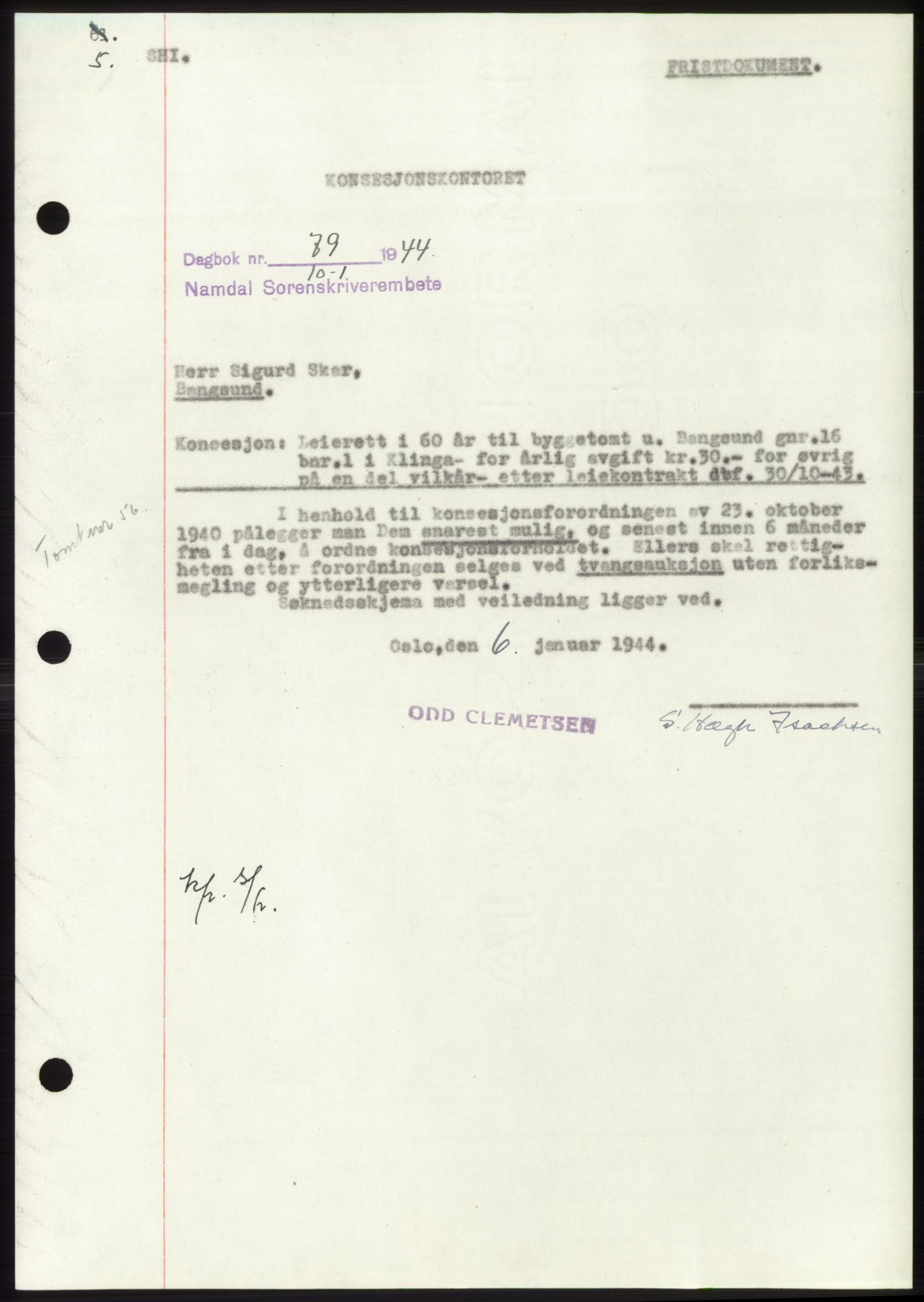 Namdal sorenskriveri, AV/SAT-A-4133/1/2/2C: Mortgage book no. -, 1943-1944, Diary no: : 79/1944