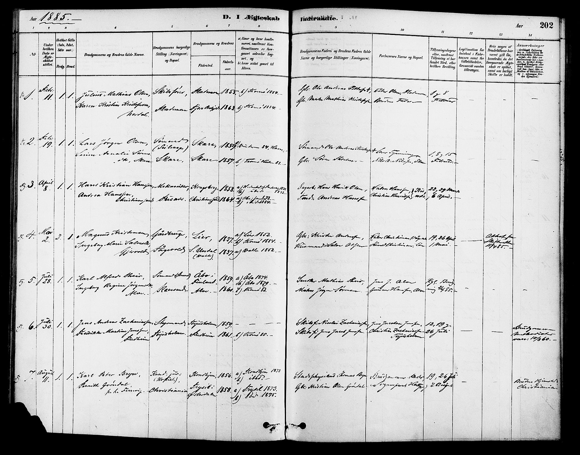 Tromøy sokneprestkontor, AV/SAK-1111-0041/F/Fa/L0009: Parish register (official) no. A 9, 1878-1896, p. 202