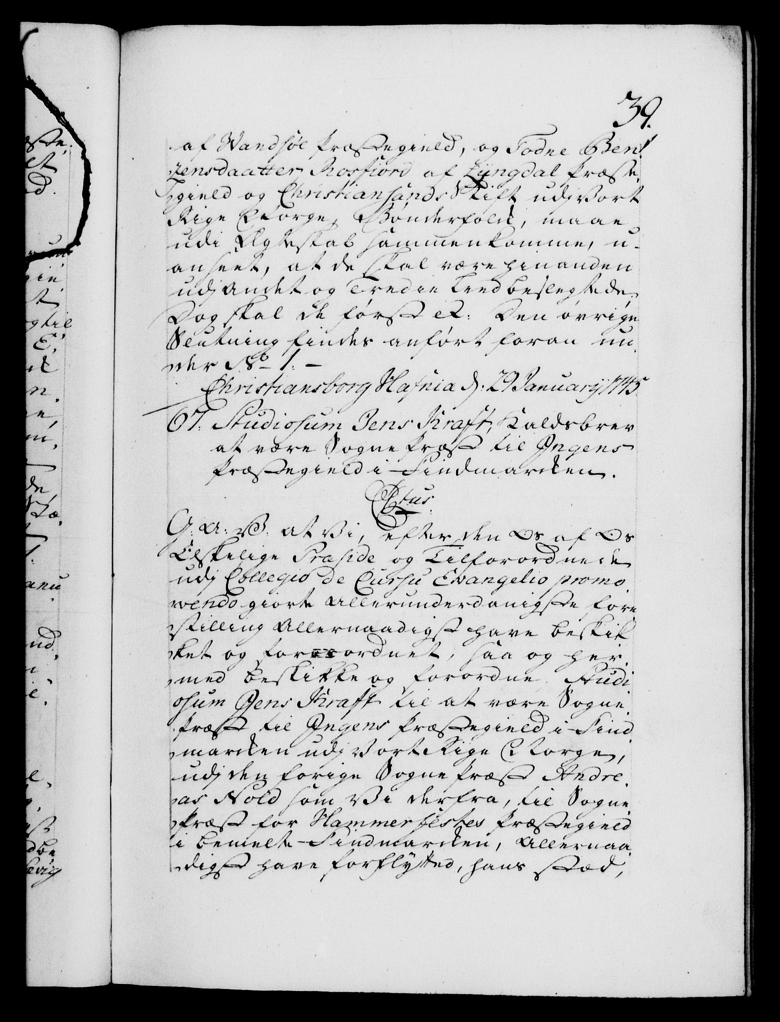 Danske Kanselli 1572-1799, AV/RA-EA-3023/F/Fc/Fca/Fcaa/L0034: Norske registre, 1745-1746, p. 39a