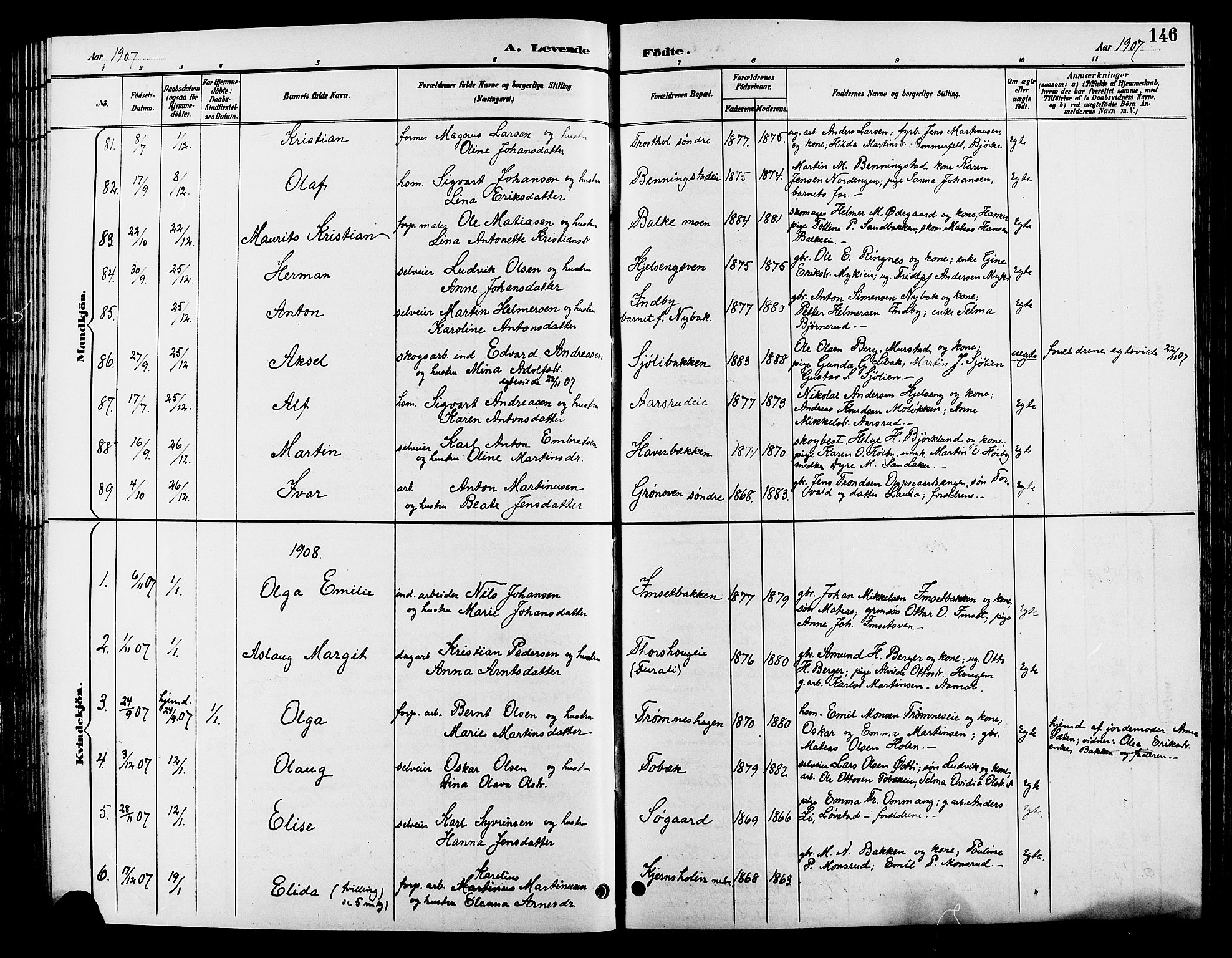 Løten prestekontor, SAH/PREST-022/L/La/L0006: Parish register (copy) no. 6, 1892-1909, p. 146