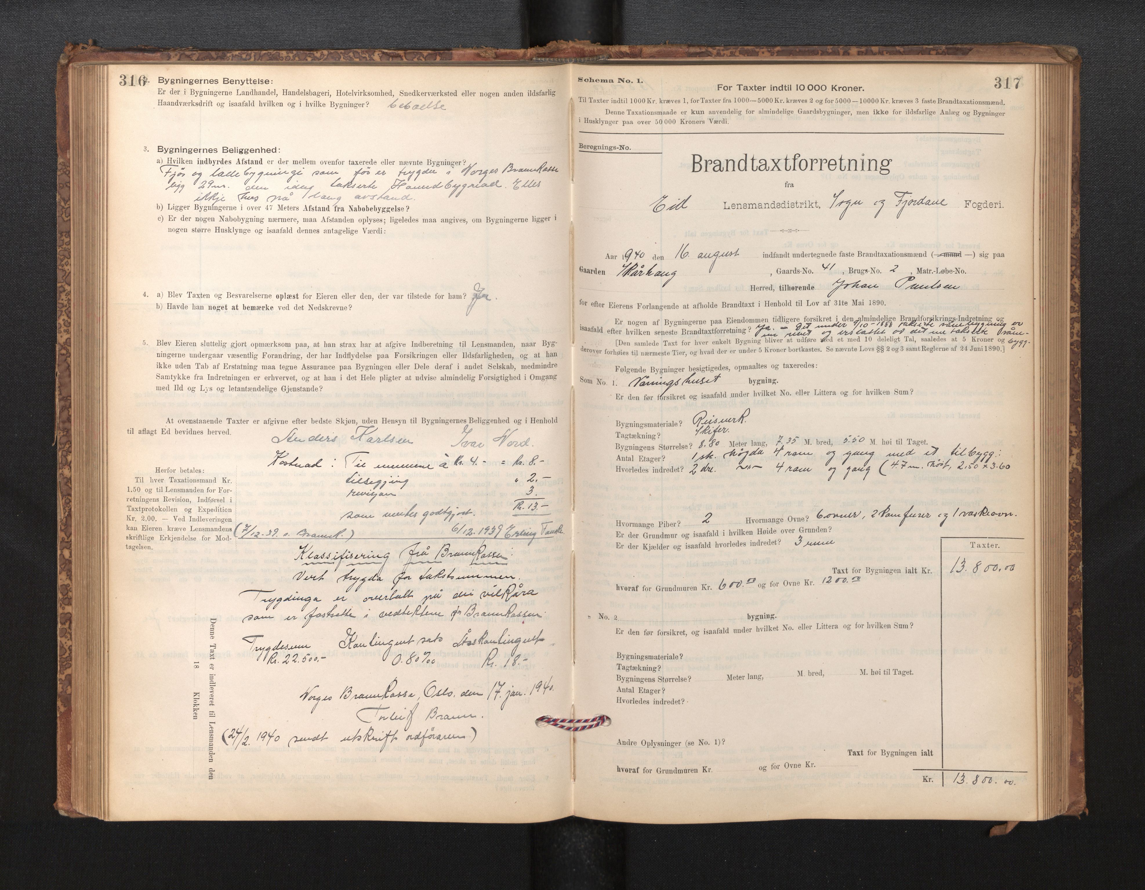 Lensmannen i Eid, SAB/A-27001/0012/L0007: Branntakstprotokoll, skjematakst, 1896-1929, p. 316-317