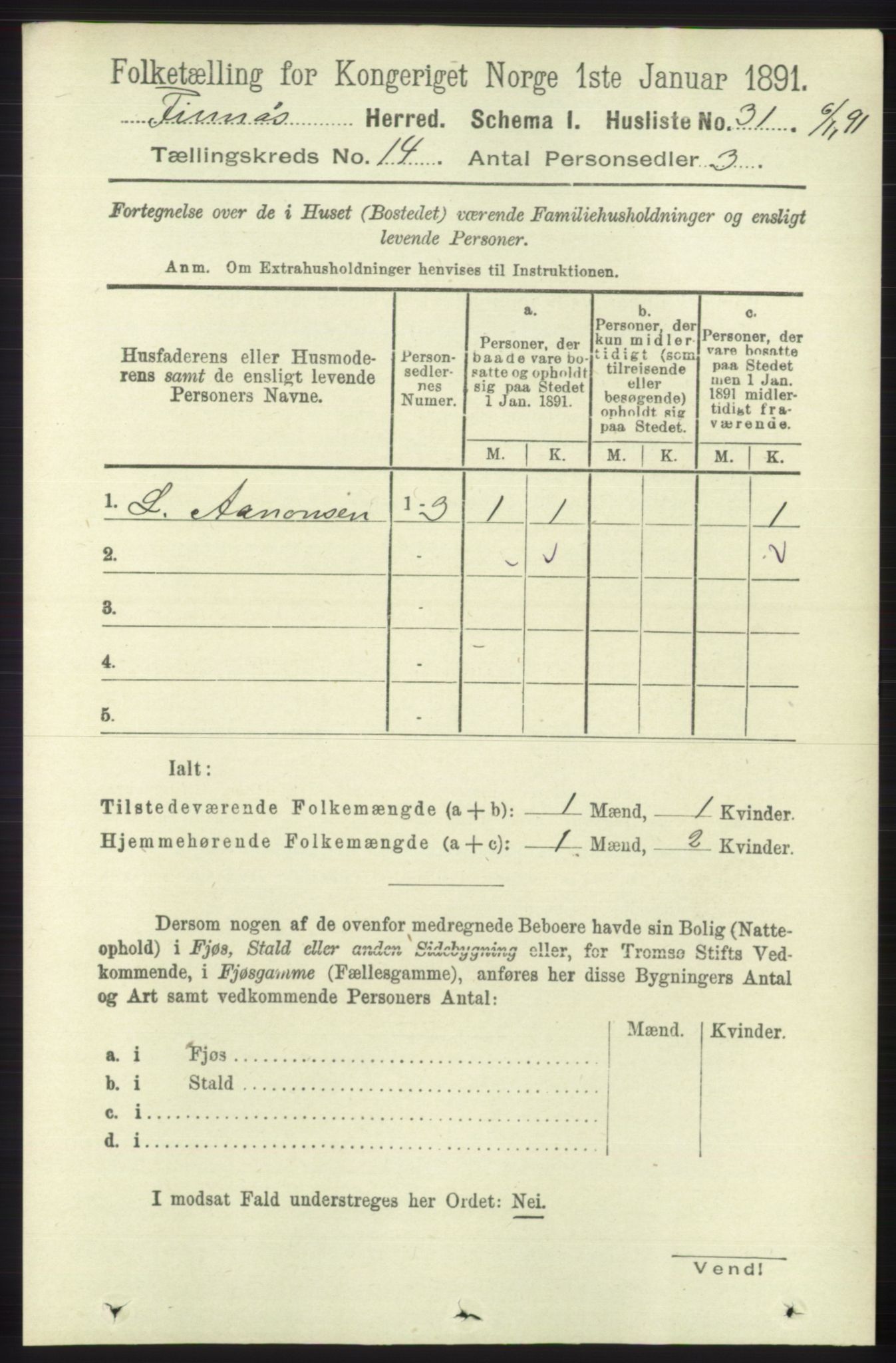 RA, 1891 census for 1218 Finnås, 1891, p. 5692