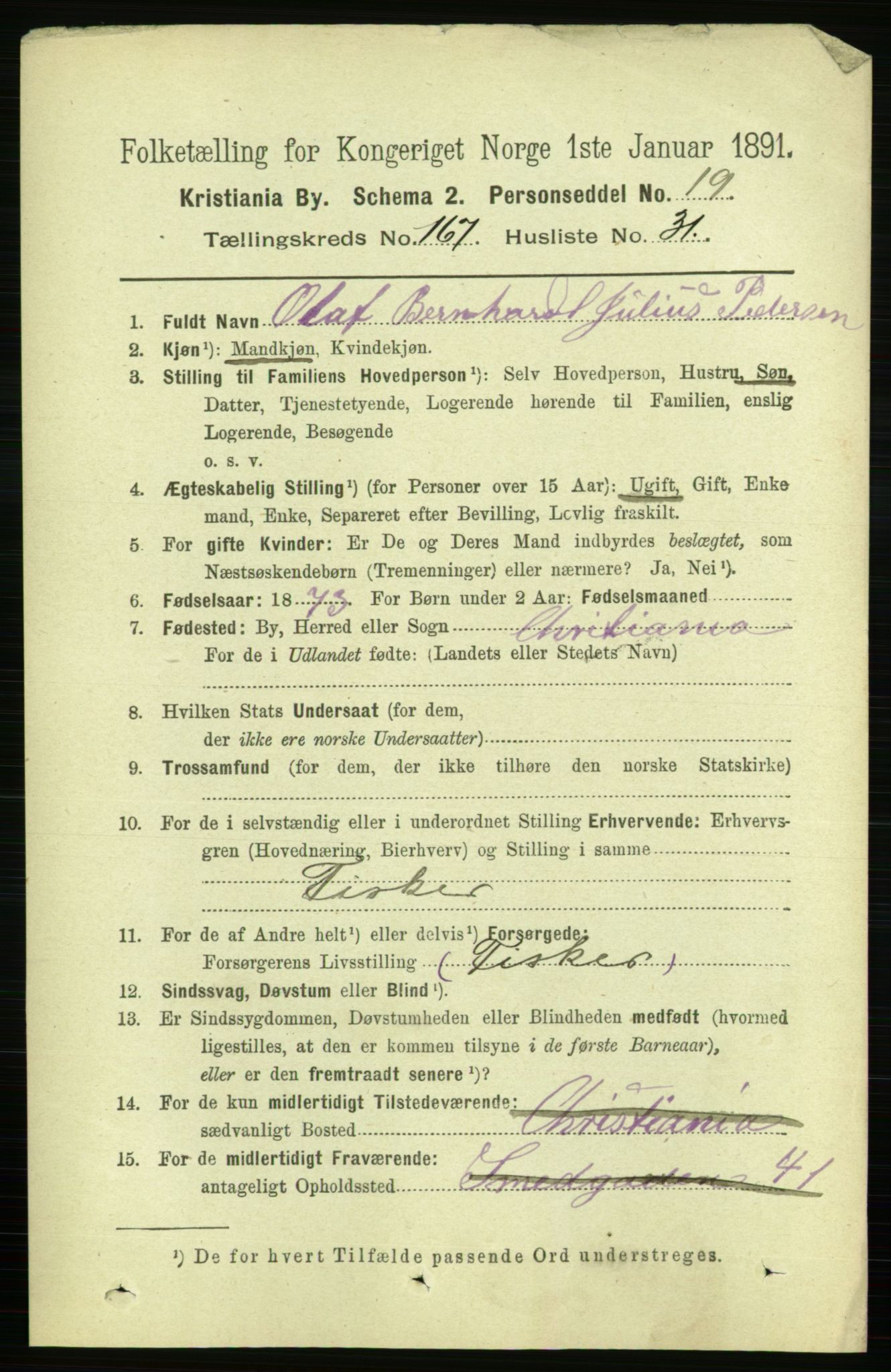 RA, 1891 census for 0301 Kristiania, 1891, p. 97926