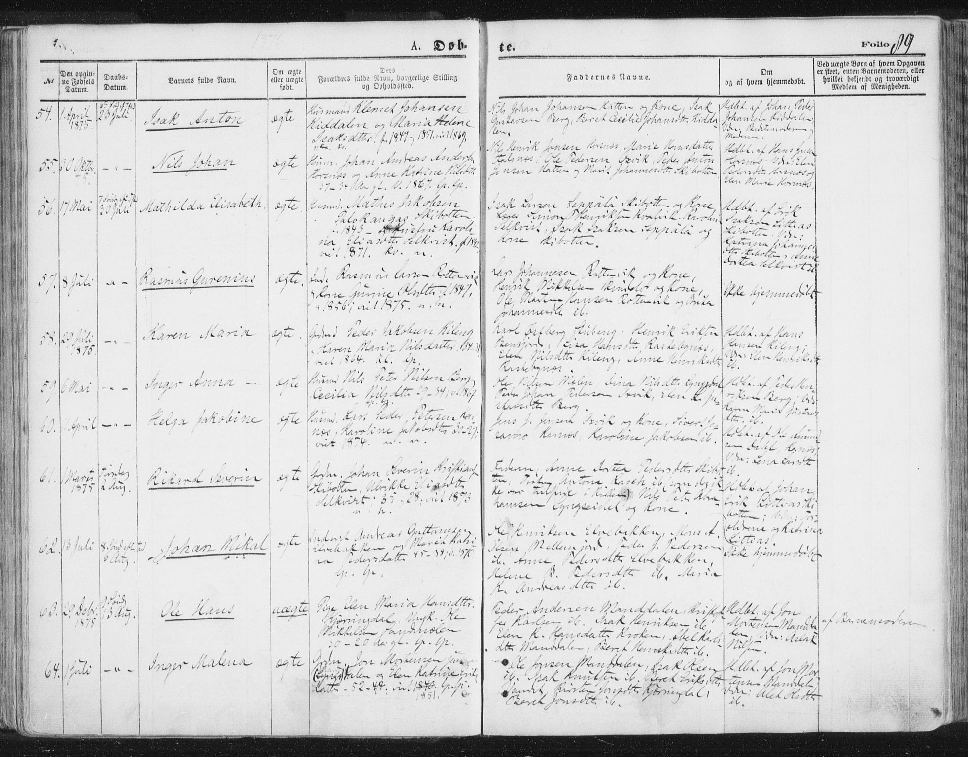 Lyngen sokneprestembete, AV/SATØ-S-1289/H/He/Hea/L0006kirke: Parish register (official) no. 6, 1870-1878, p. 89