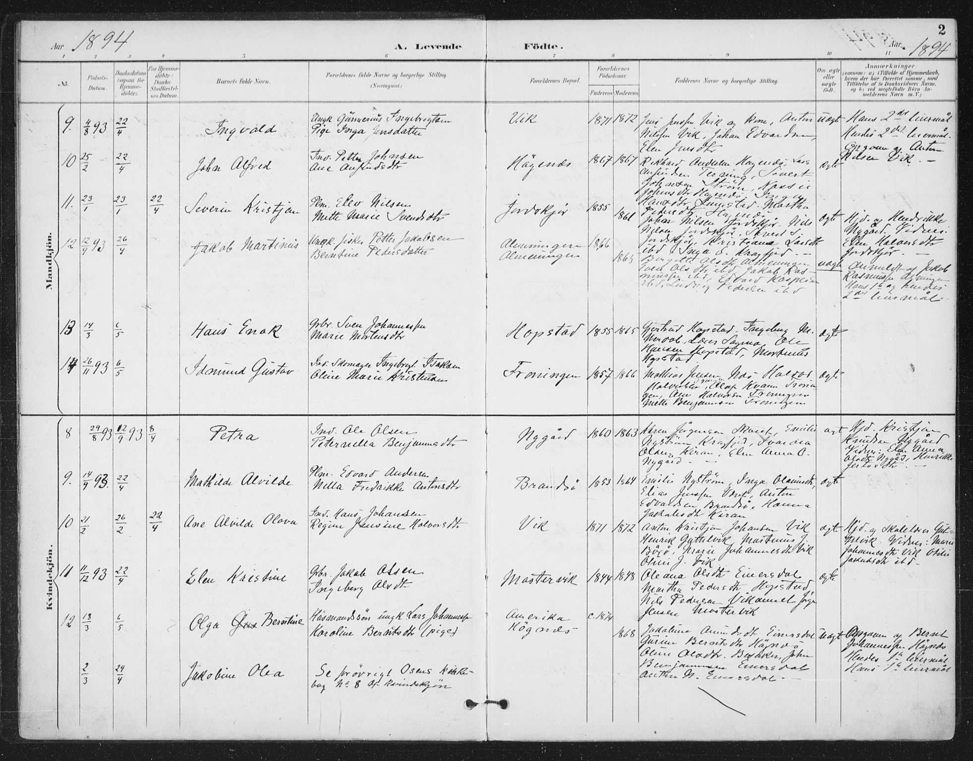 Ministerialprotokoller, klokkerbøker og fødselsregistre - Sør-Trøndelag, SAT/A-1456/657/L0708: Parish register (official) no. 657A09, 1894-1904, p. 2