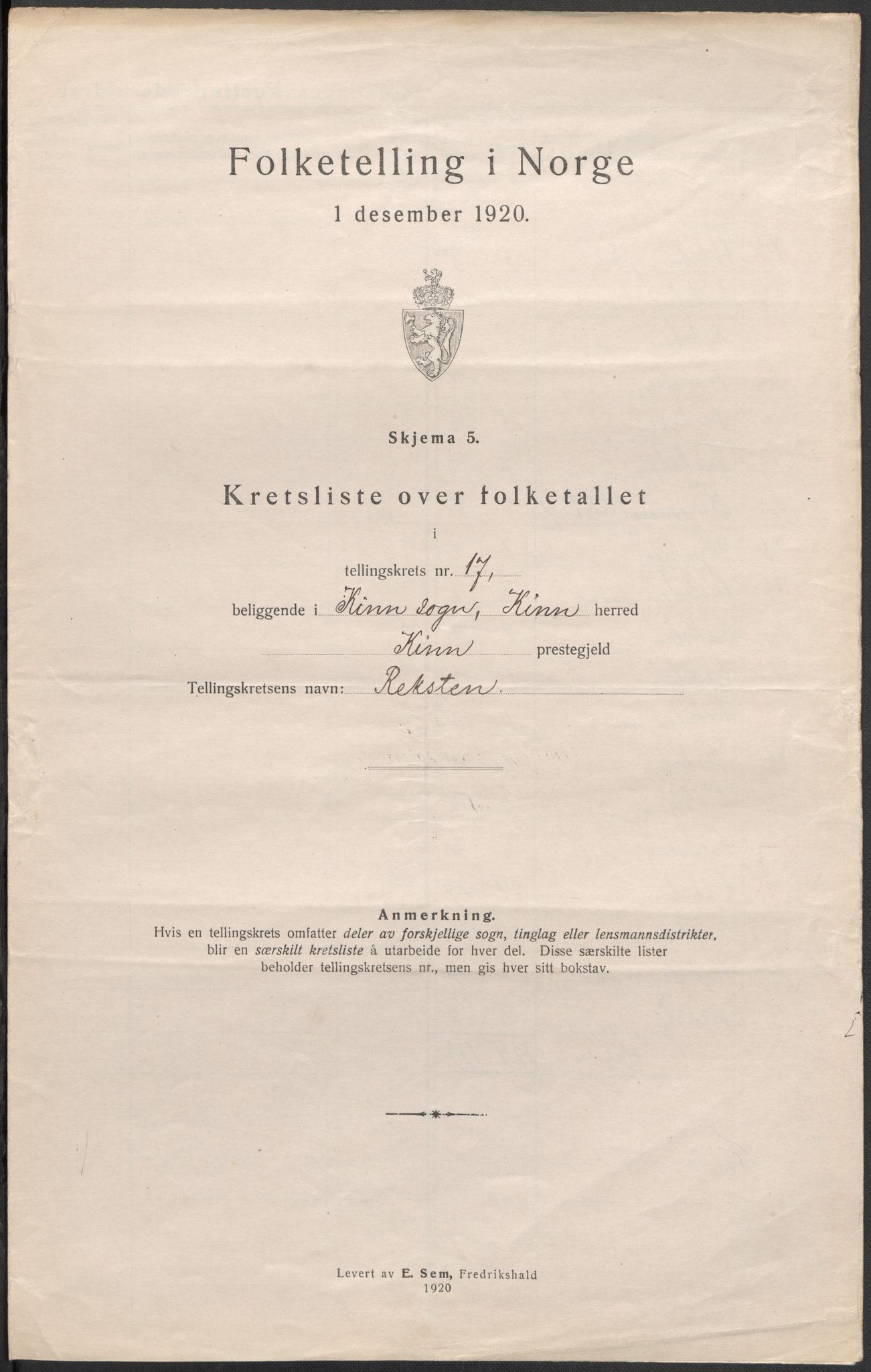 SAB, 1920 census for Kinn, 1920, p. 53