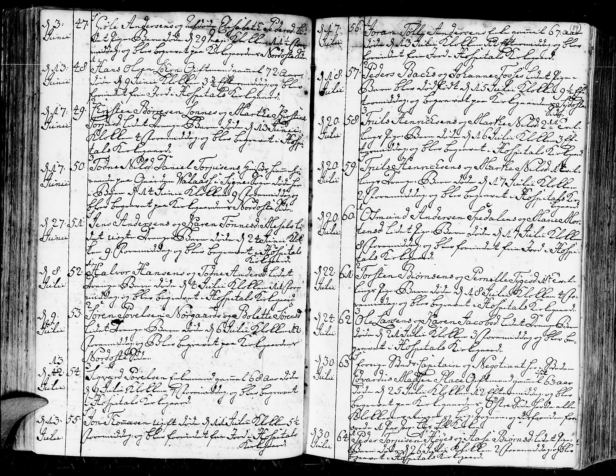 Kristiansand domprosti, AV/SAK-1112-0006/F/Fa/L0004: Parish register (official) no. A 4, 1762-1794, p. 89