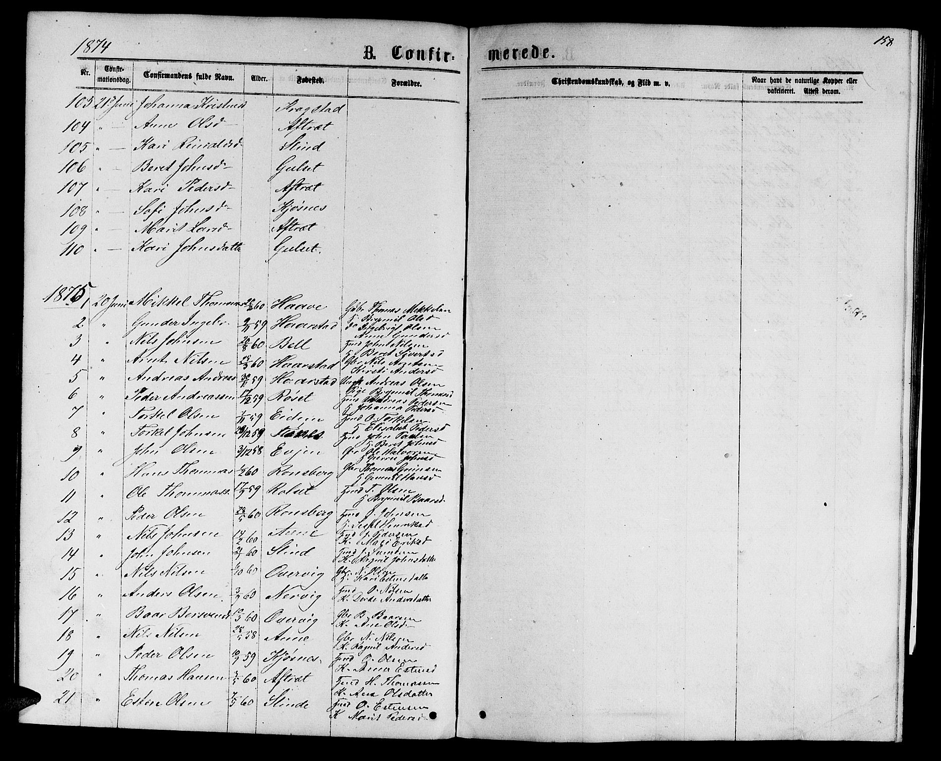 Ministerialprotokoller, klokkerbøker og fødselsregistre - Sør-Trøndelag, SAT/A-1456/695/L1156: Parish register (copy) no. 695C07, 1869-1888, p. 158
