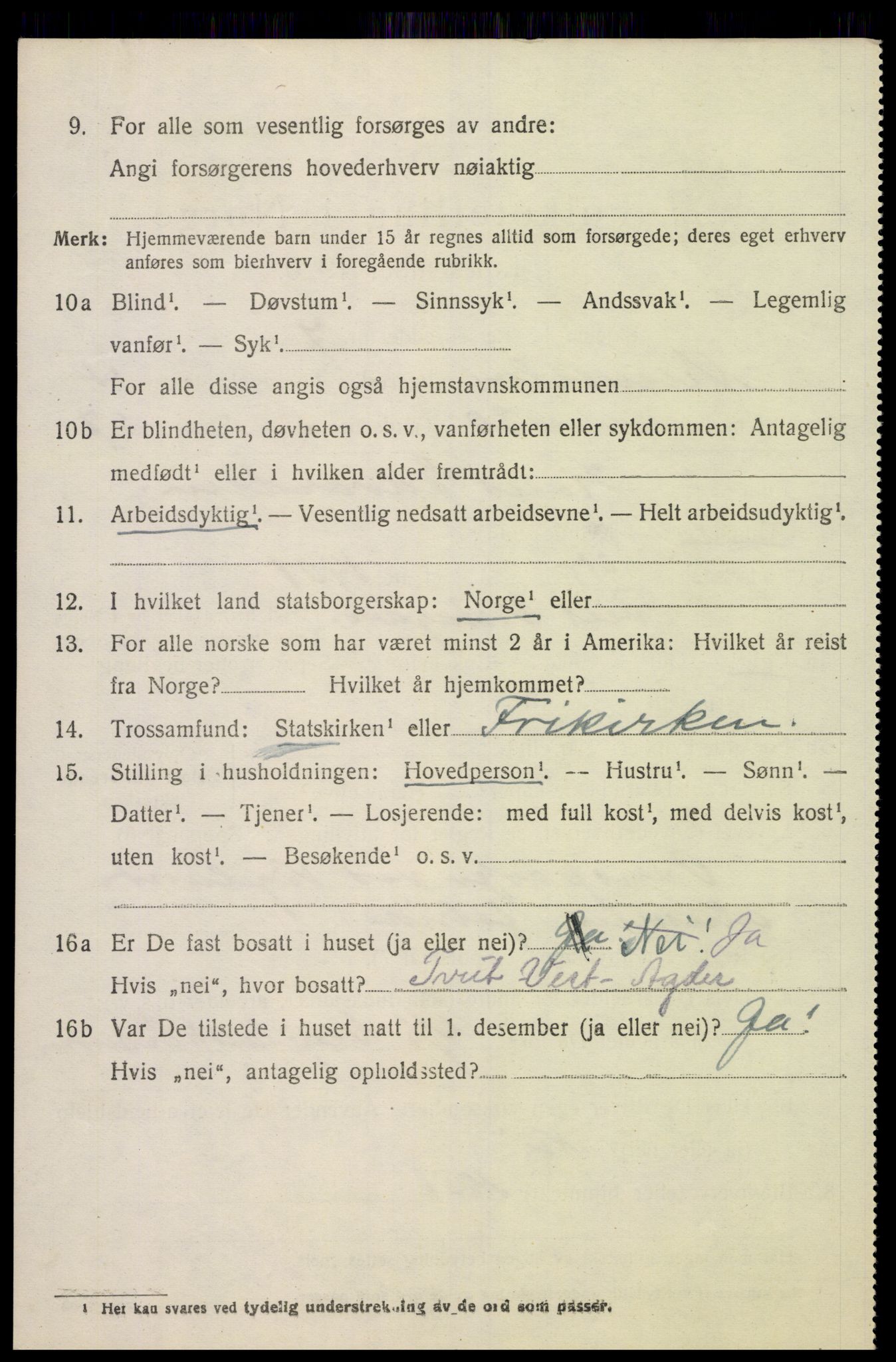 SAK, 1920 census for Vennesla, 1920, p. 3215