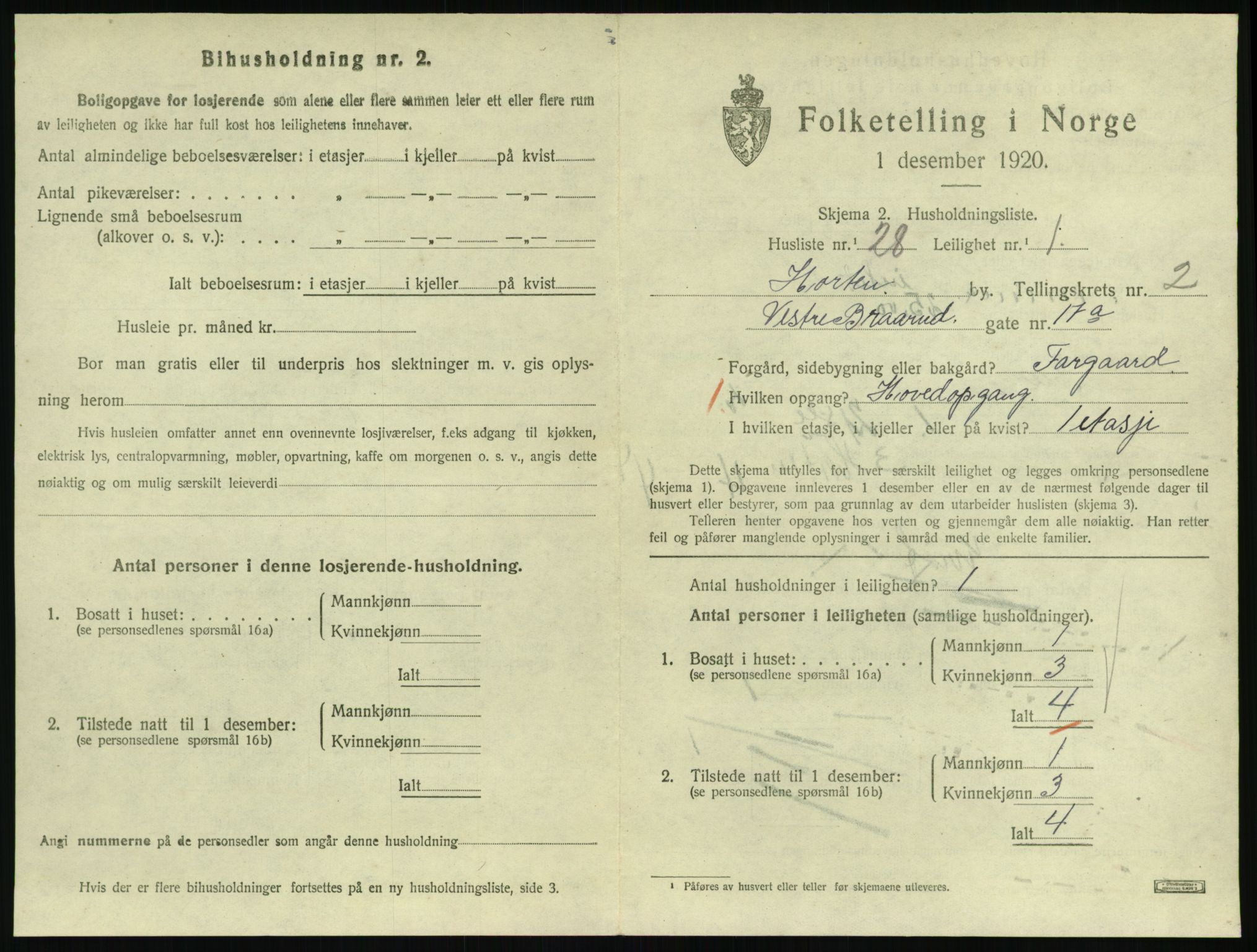 SAKO, 1920 census for Horten, 1920, p. 3393