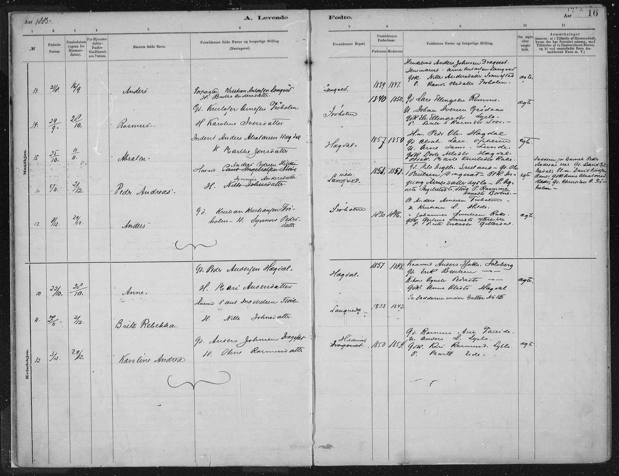 Innvik sokneprestembete, AV/SAB-A-80501: Parish register (official) no. B  1, 1879-1902, p. 16