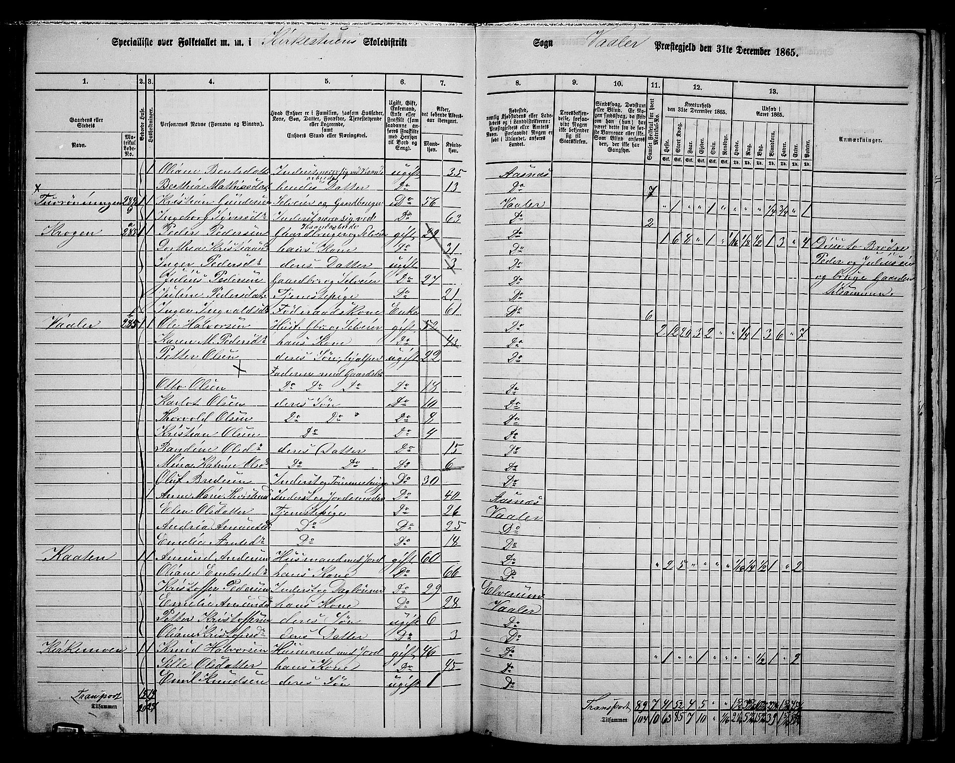 RA, 1865 census for Våler, 1865, p. 136