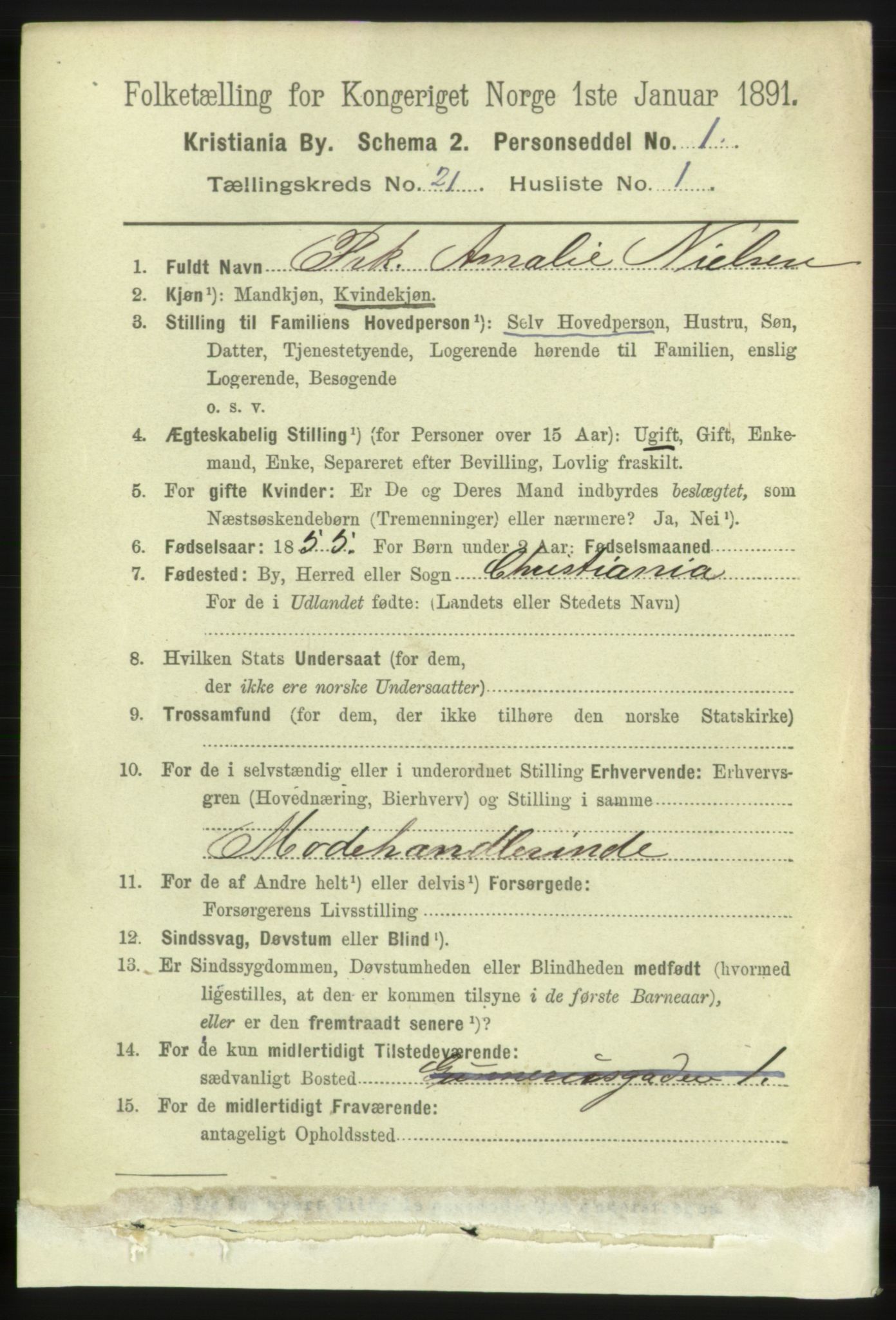 RA, 1891 census for 0301 Kristiania, 1891, p. 10431