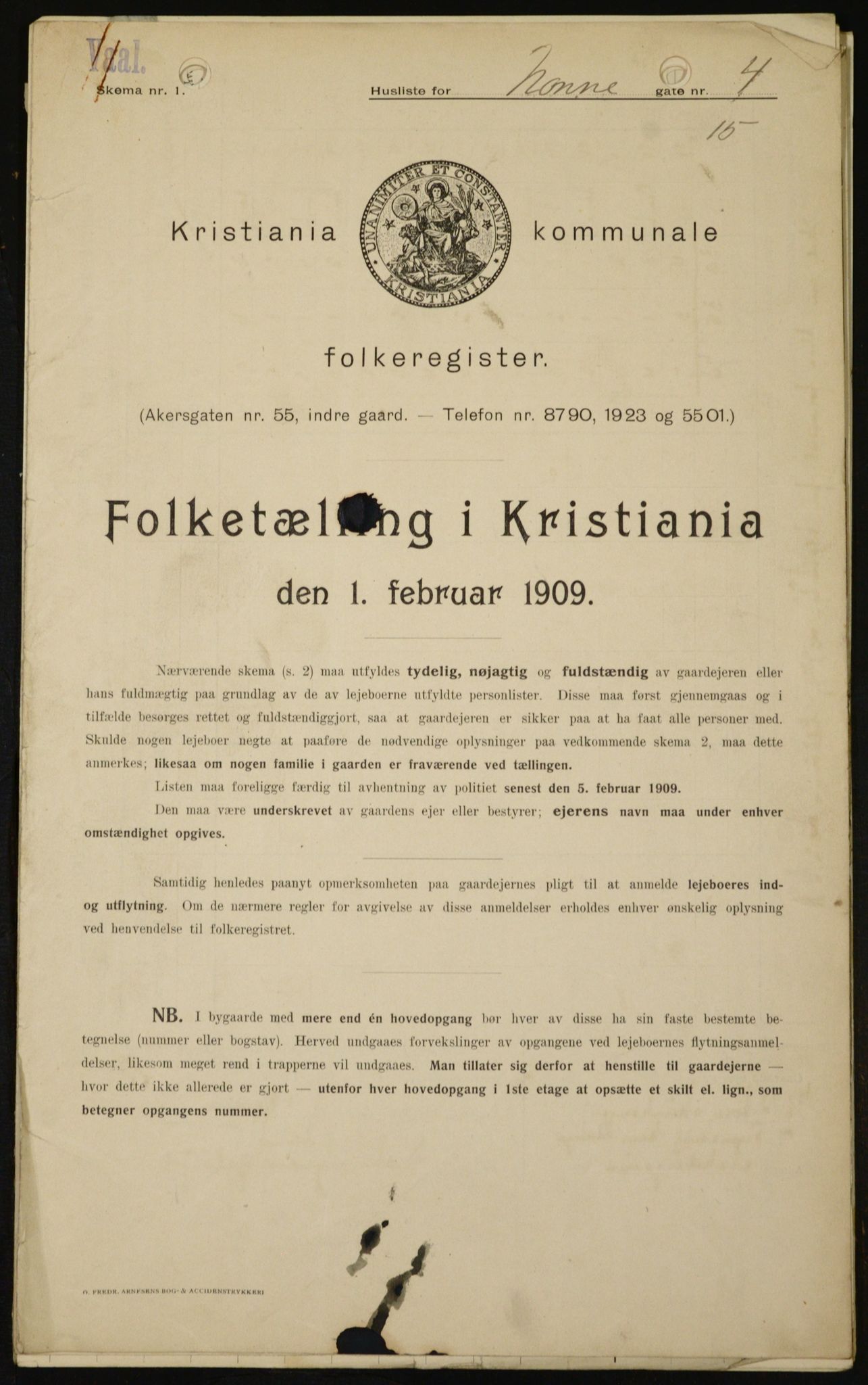 OBA, Municipal Census 1909 for Kristiania, 1909, p. 64569