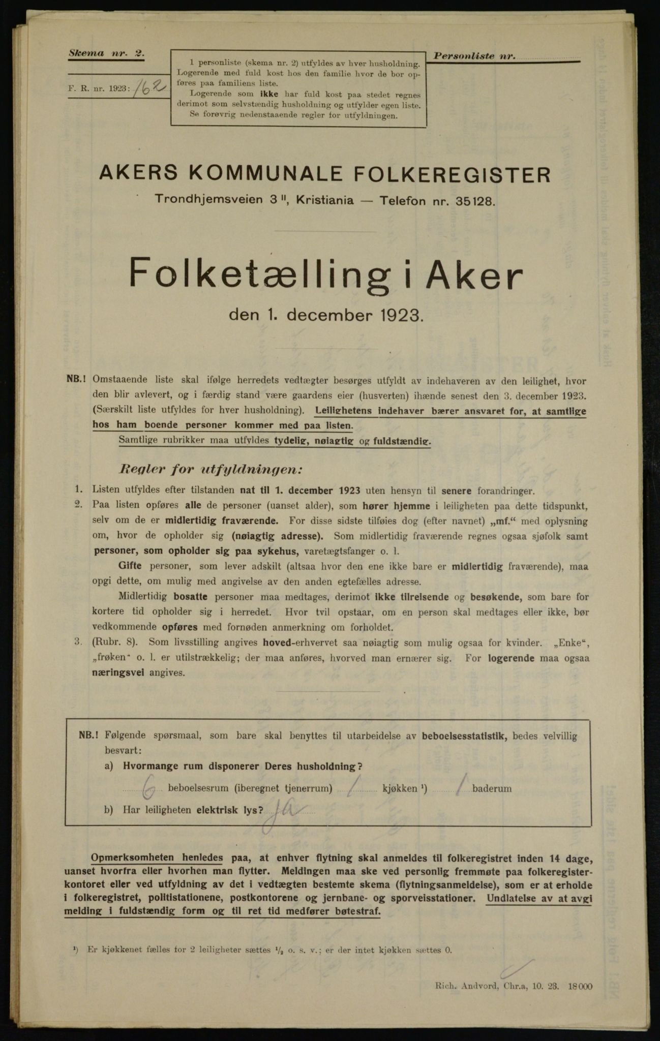 , Municipal Census 1923 for Aker, 1923, p. 37612