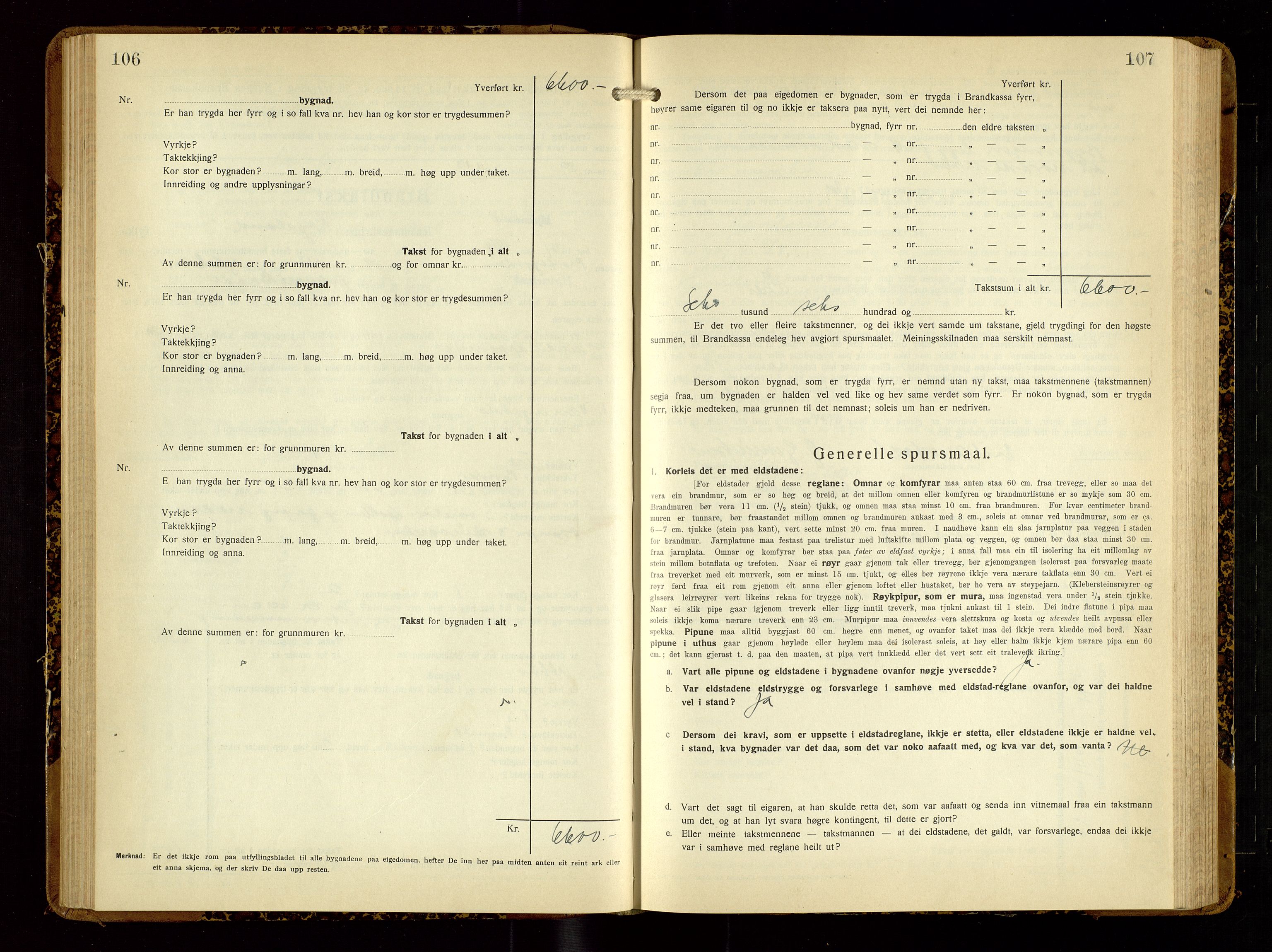 Hjelmeland lensmannskontor, SAST/A-100439/Gob/L0003: "Brandtakstbok", 1932-1950, p. 106-107