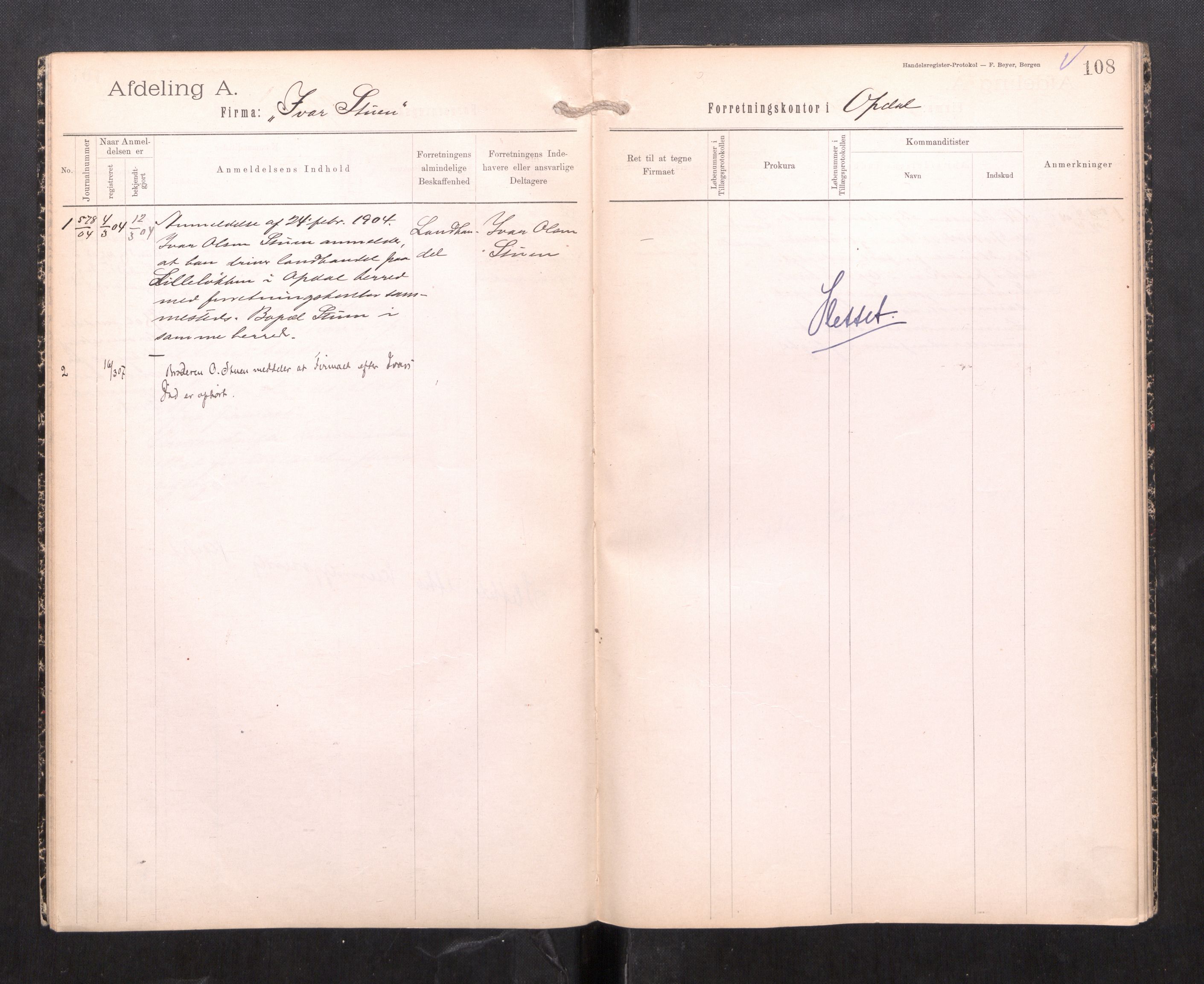 Orkdal sorenskriveri, AV/SAT-A-4169/2/J/Ja/Jaa/L0003: Firmaregister A, 1901-1913, p. 9