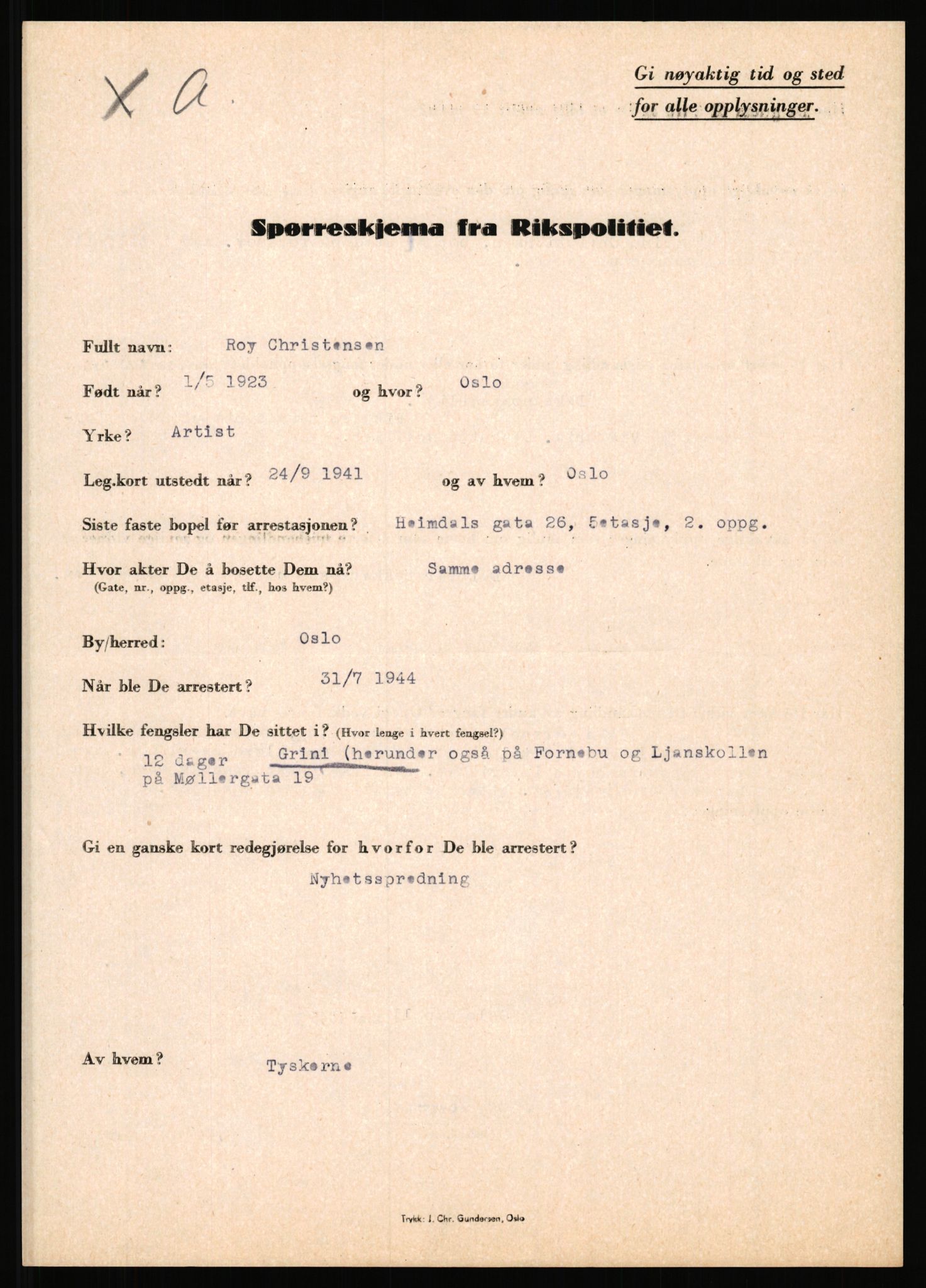 Rikspolitisjefen, AV/RA-S-1560/L/L0009: Karlsen, Aksel Emanuel - Kristiansen, Øivind Vetre, 1940-1945, p. 959