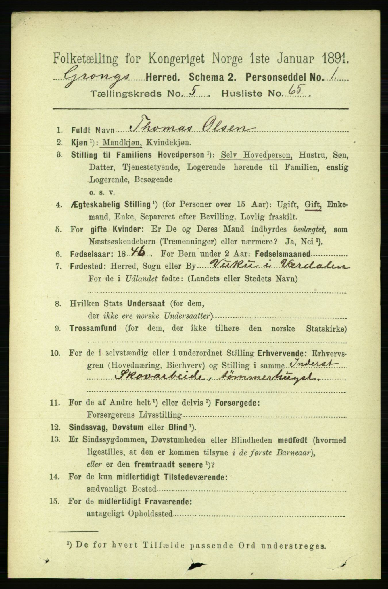 RA, 1891 census for 1742 Grong, 1891, p. 2293