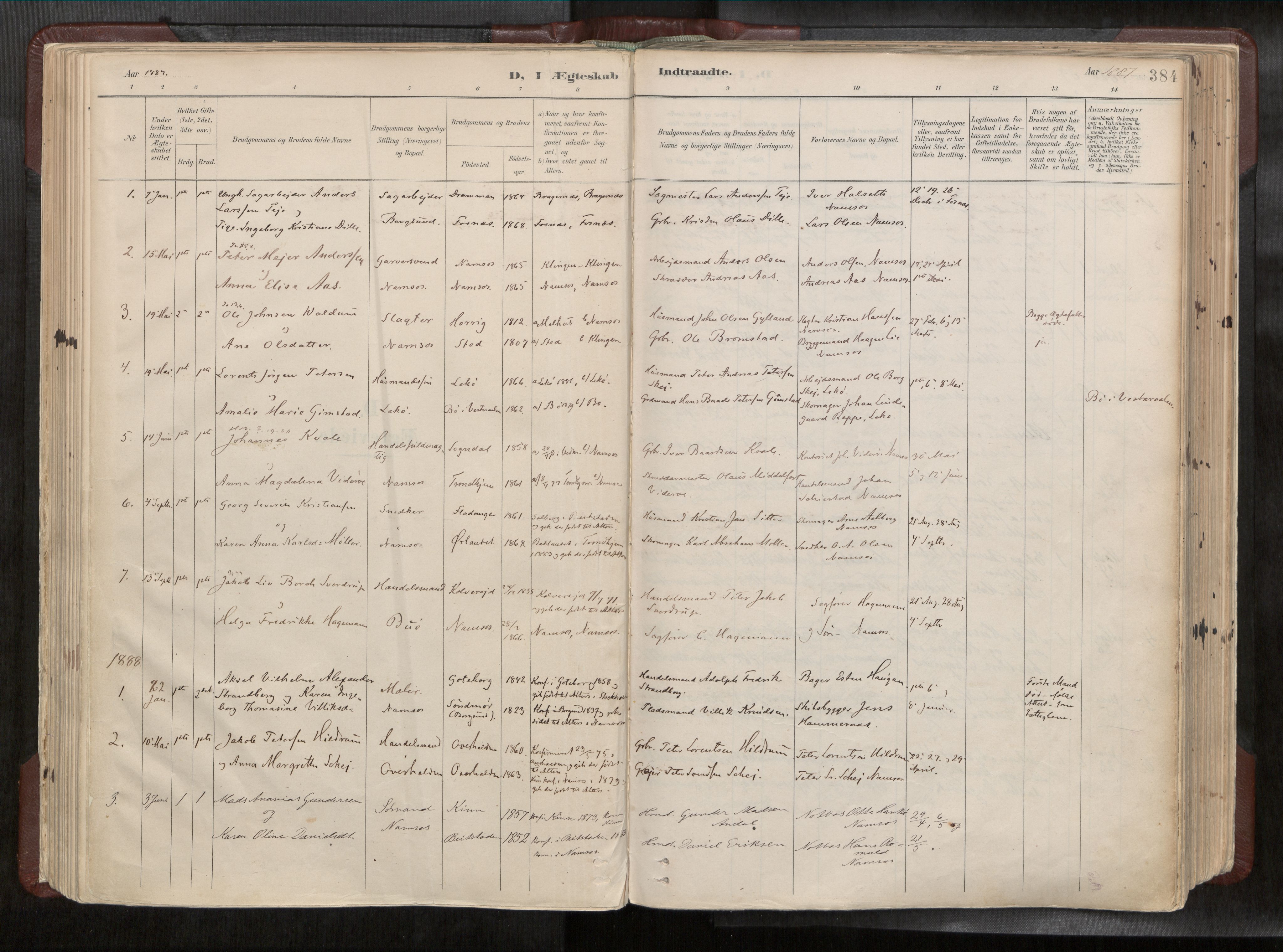 Ministerialprotokoller, klokkerbøker og fødselsregistre - Nord-Trøndelag, SAT/A-1458/768/L0579a: Parish register (official) no. 768A14, 1887-1931, p. 384