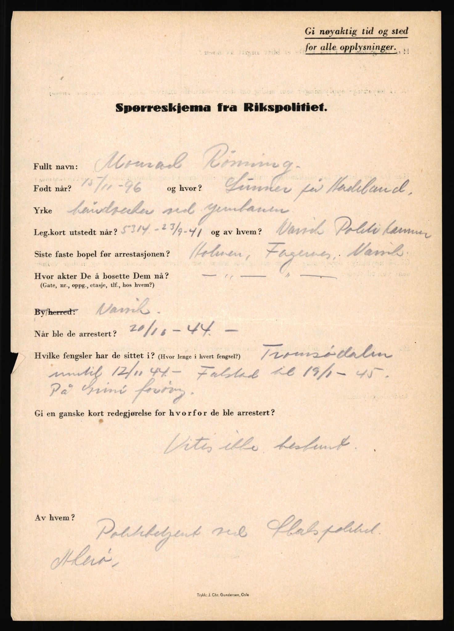 Rikspolitisjefen, AV/RA-S-1560/L/L0014: Pettersen, Aksel - Savosnick, Ernst, 1940-1945, p. 990