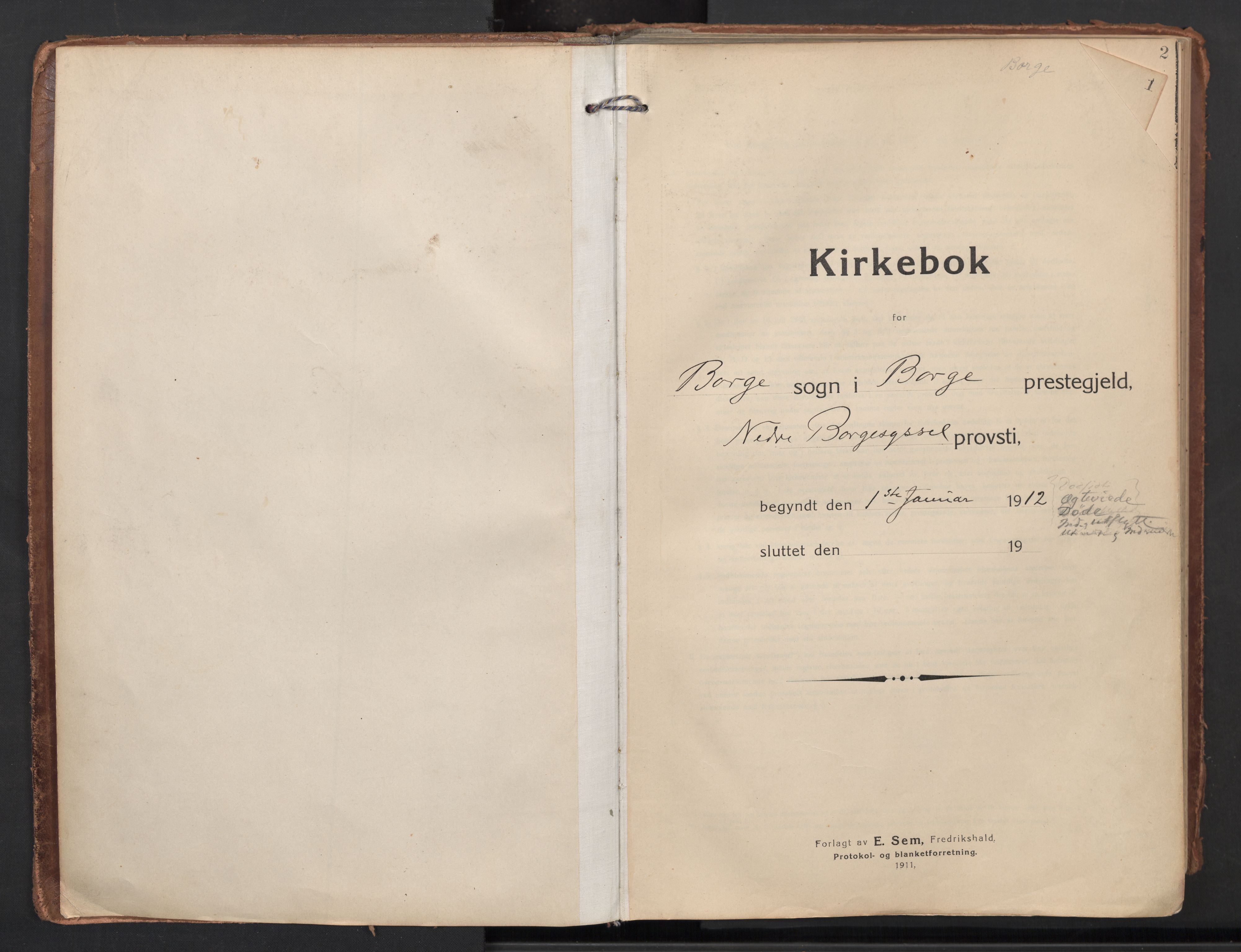 Borge prestekontor Kirkebøker, AV/SAO-A-10903/F/Fa/L0012: Parish register (official) no. I 12, 1912-1955, p. 1