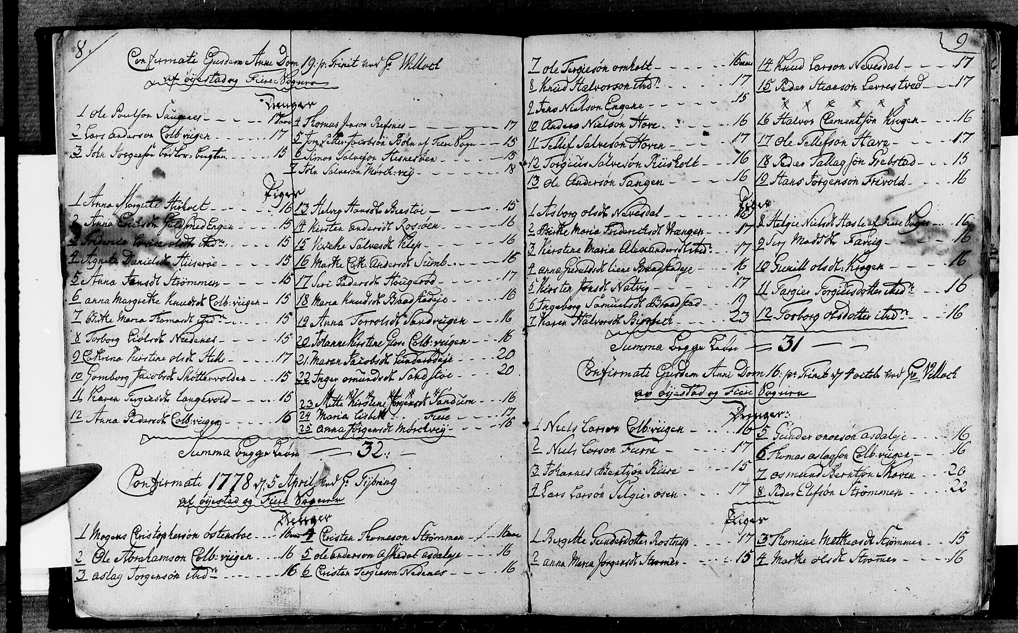 Øyestad sokneprestkontor, AV/SAK-1111-0049/F/Fa/L0010: Parish register (official) no. A 10, 1774-1810, p. 8-9