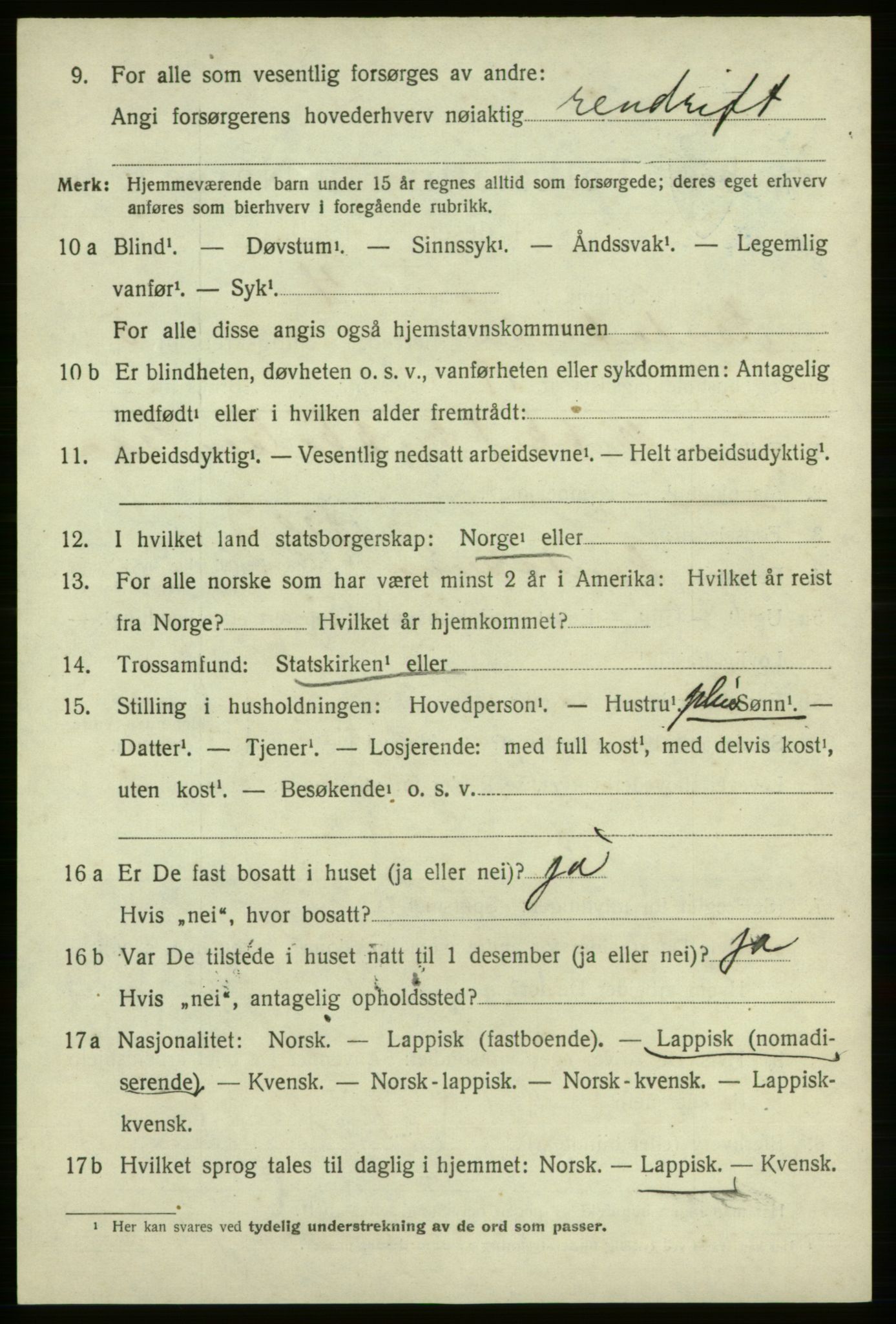 SATØ, 1920 census for Kautokeino, 1920, p. 2172
