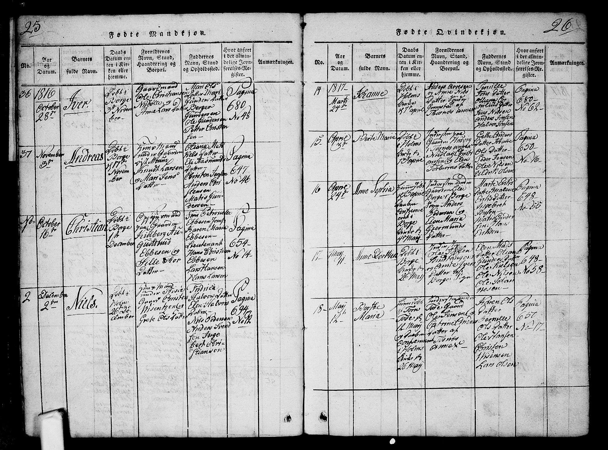 Borge prestekontor Kirkebøker, AV/SAO-A-10903/G/Ga/L0001: Parish register (copy) no.  I 1, 1815-1835, p. 25-26