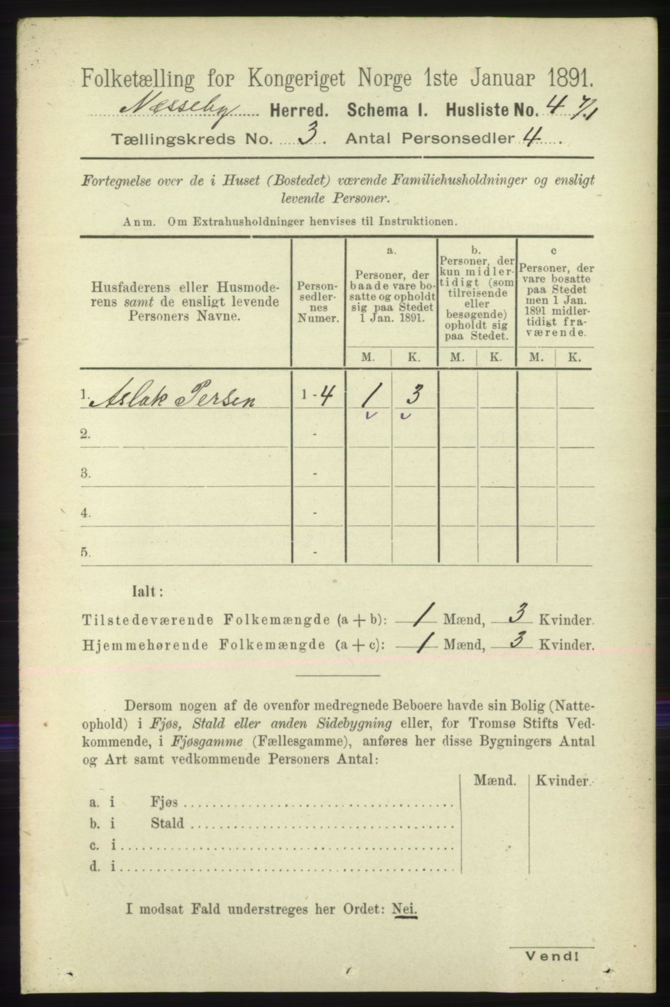 RA, 1891 census for 2027 Nesseby, 1891, p. 986