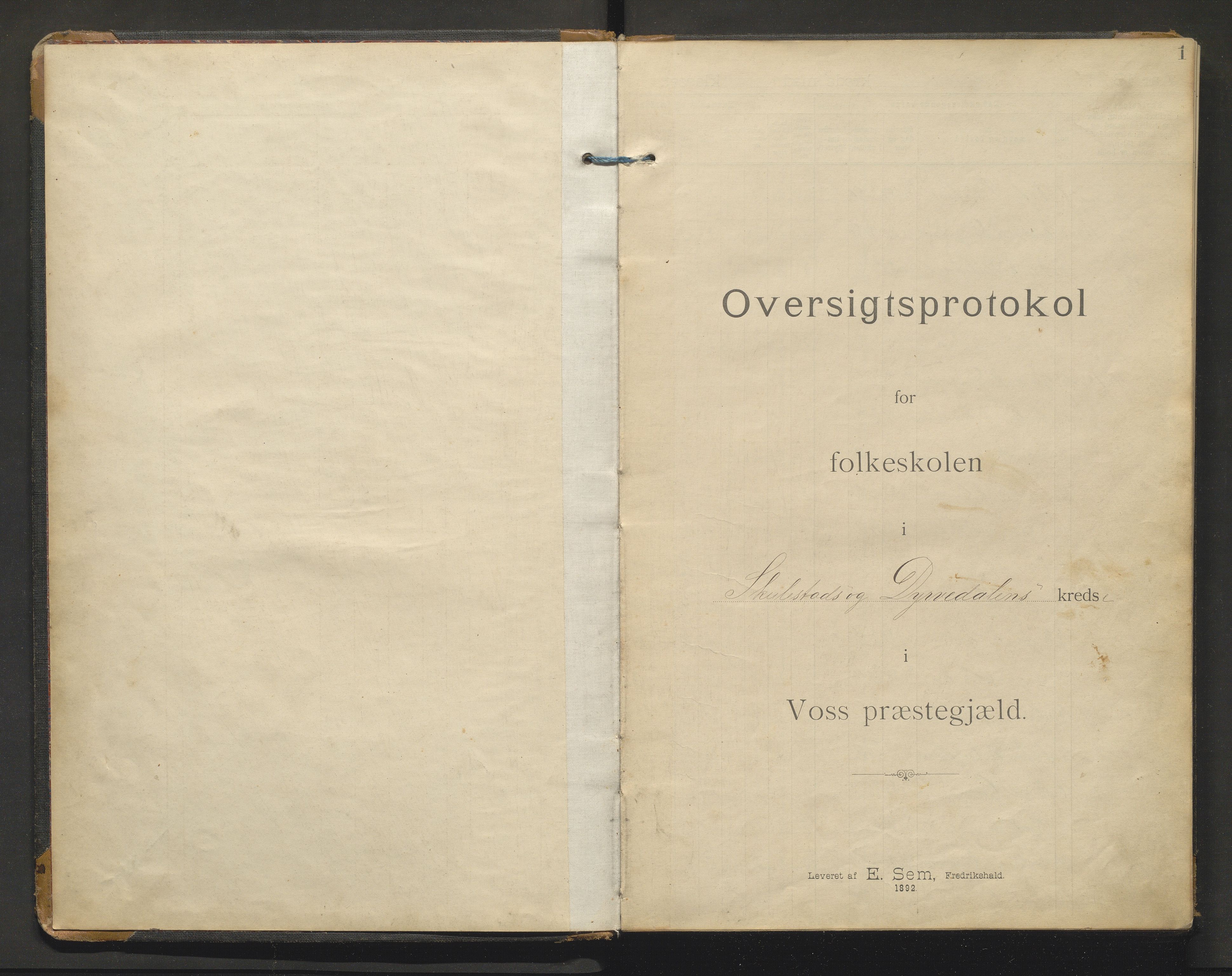 Voss kommune. Barneskulane, IKAH/1235-231/F/Fa/L0011: Skuleprotokoll for Dyrvedalen skule, 1892-1928