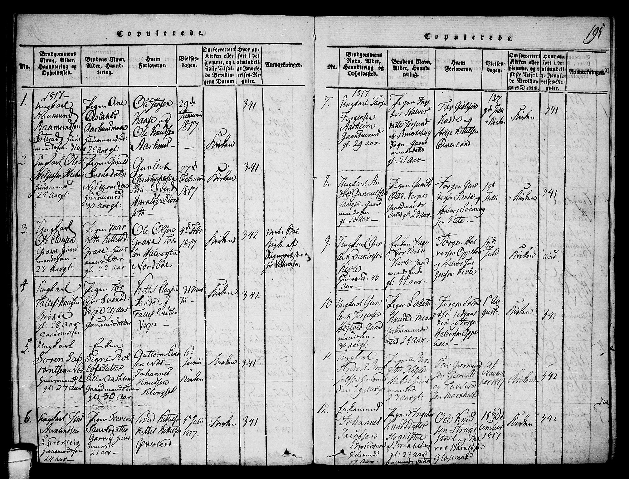 Seljord kirkebøker, SAKO/A-20/F/Fa/L0010: Parish register (official) no. I 10, 1815-1831, p. 195