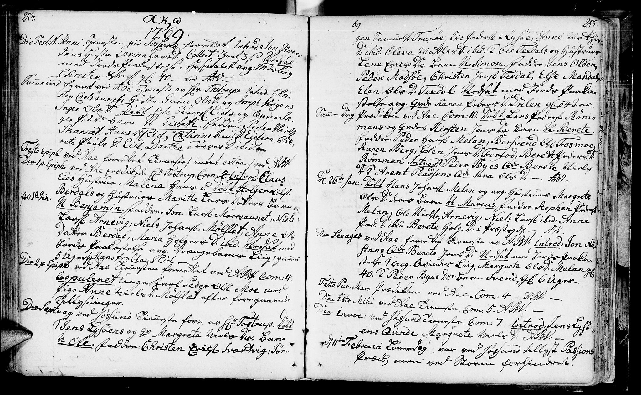 Ministerialprotokoller, klokkerbøker og fødselsregistre - Sør-Trøndelag, SAT/A-1456/655/L0672: Parish register (official) no. 655A01, 1750-1779, p. 254-255