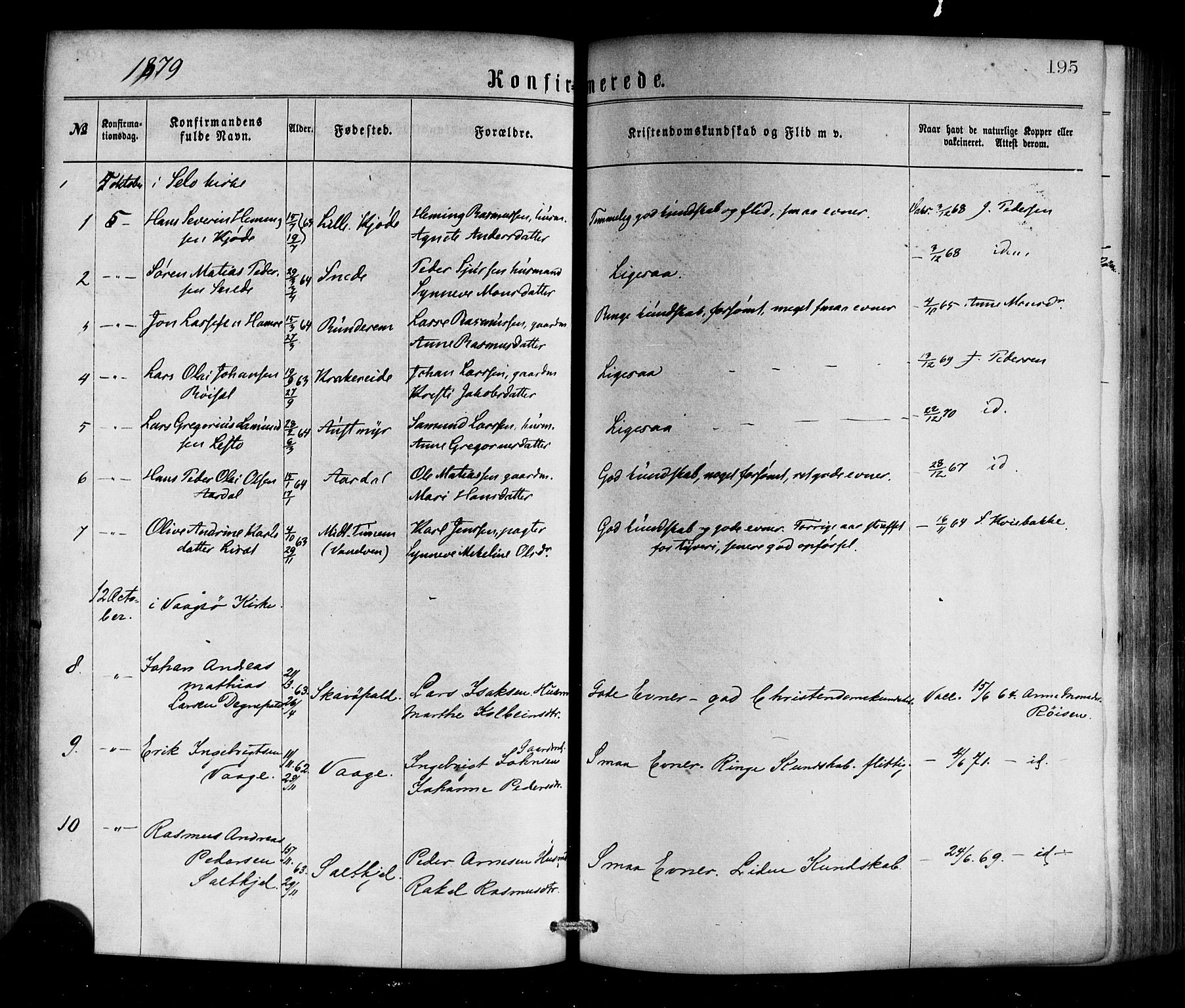 Selje sokneprestembete, AV/SAB-A-99938/H/Ha/Haa/Haaa: Parish register (official) no. A 12, 1870-1880, p. 195