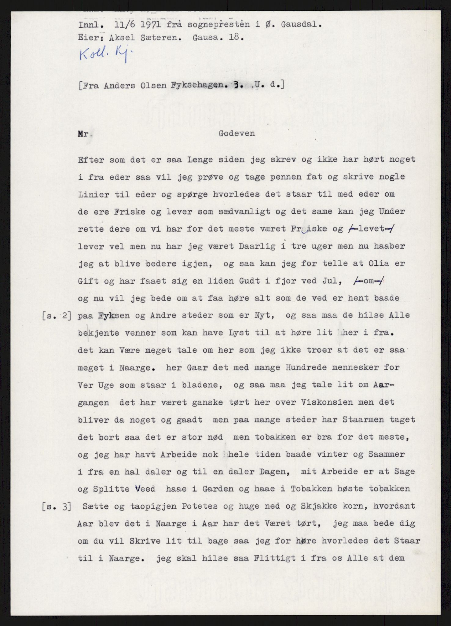 Samlinger til kildeutgivelse, Amerikabrevene, AV/RA-EA-4057/F/L0015: Innlån fra Oppland: Sæteren - Vigerust, 1838-1914, p. 135