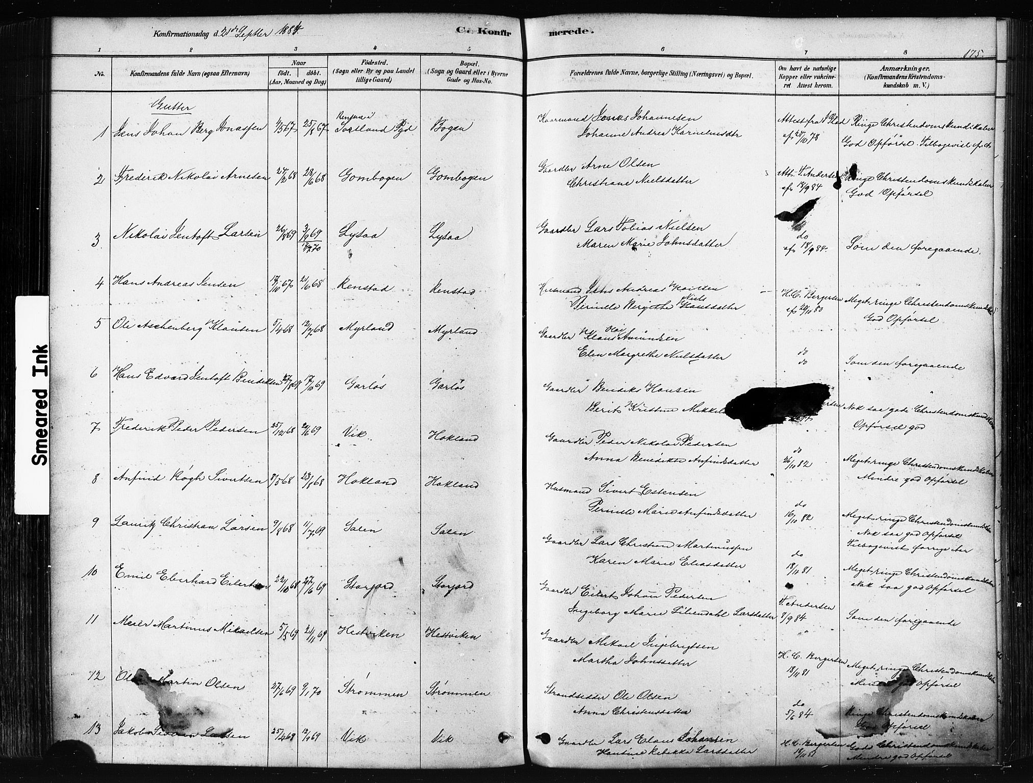 Kvæfjord sokneprestkontor, AV/SATØ-S-1323/G/Ga/Gaa/L0005kirke: Parish register (official) no. 5, 1878-1894, p. 175