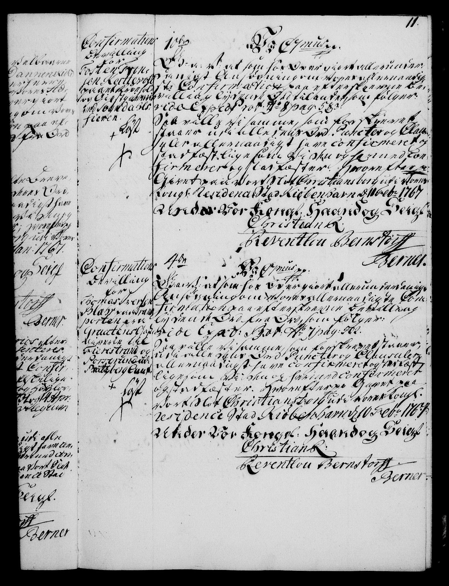 Rentekammeret, Kammerkanselliet, RA/EA-3111/G/Gg/Ggc/Ggca/L0002: Norsk konfirmasjonsekspedisjonsprotokoll med register (merket RK 53.24), 1766-1772, p. 11