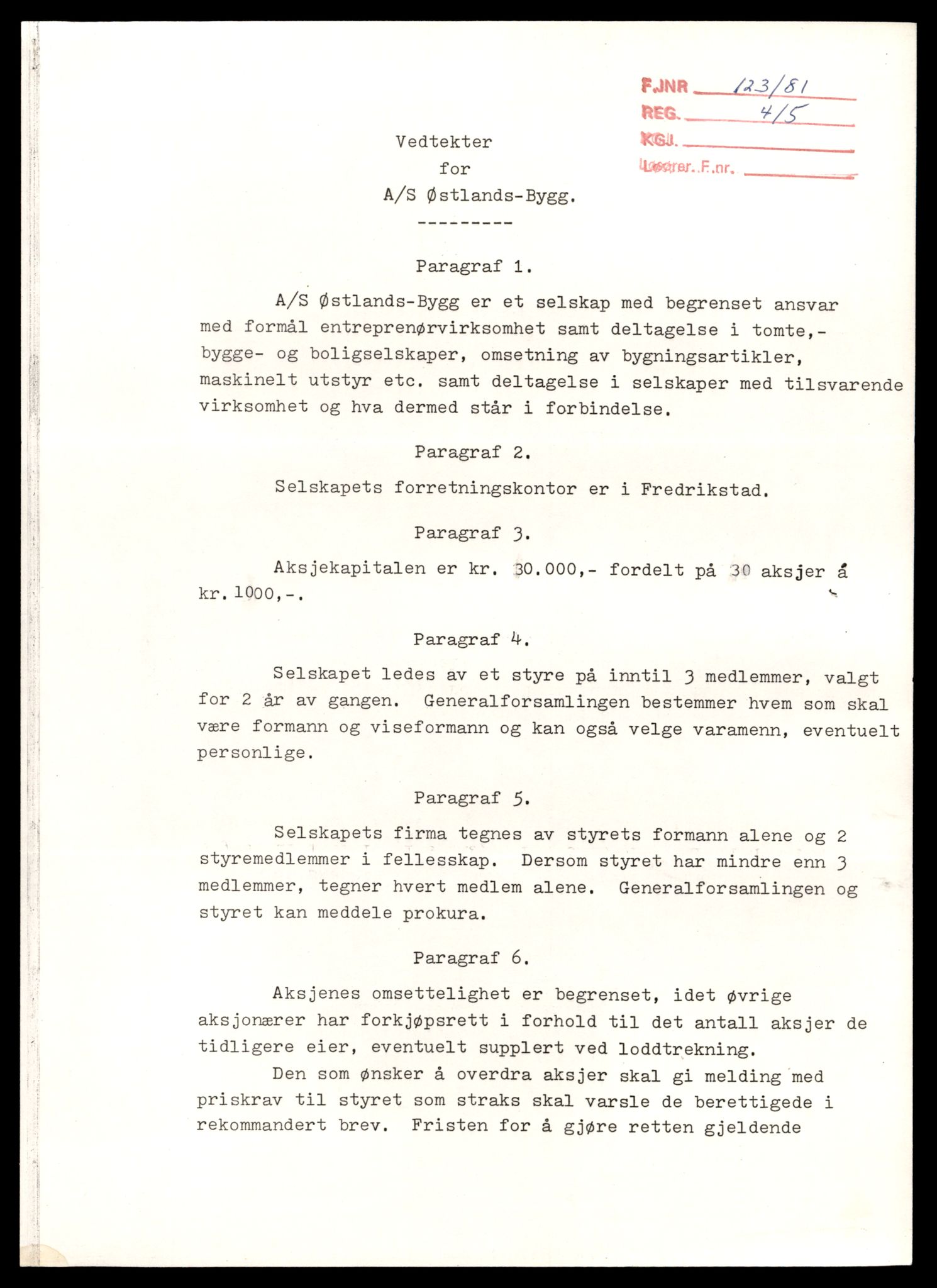 Fredrikstad tingrett, SAT/A-10473/K/Kb/Kbb/L0065: Enkeltmannsforetak, aksjeselskap og andelslag, Østland-Ås, 1944-1990, p. 1