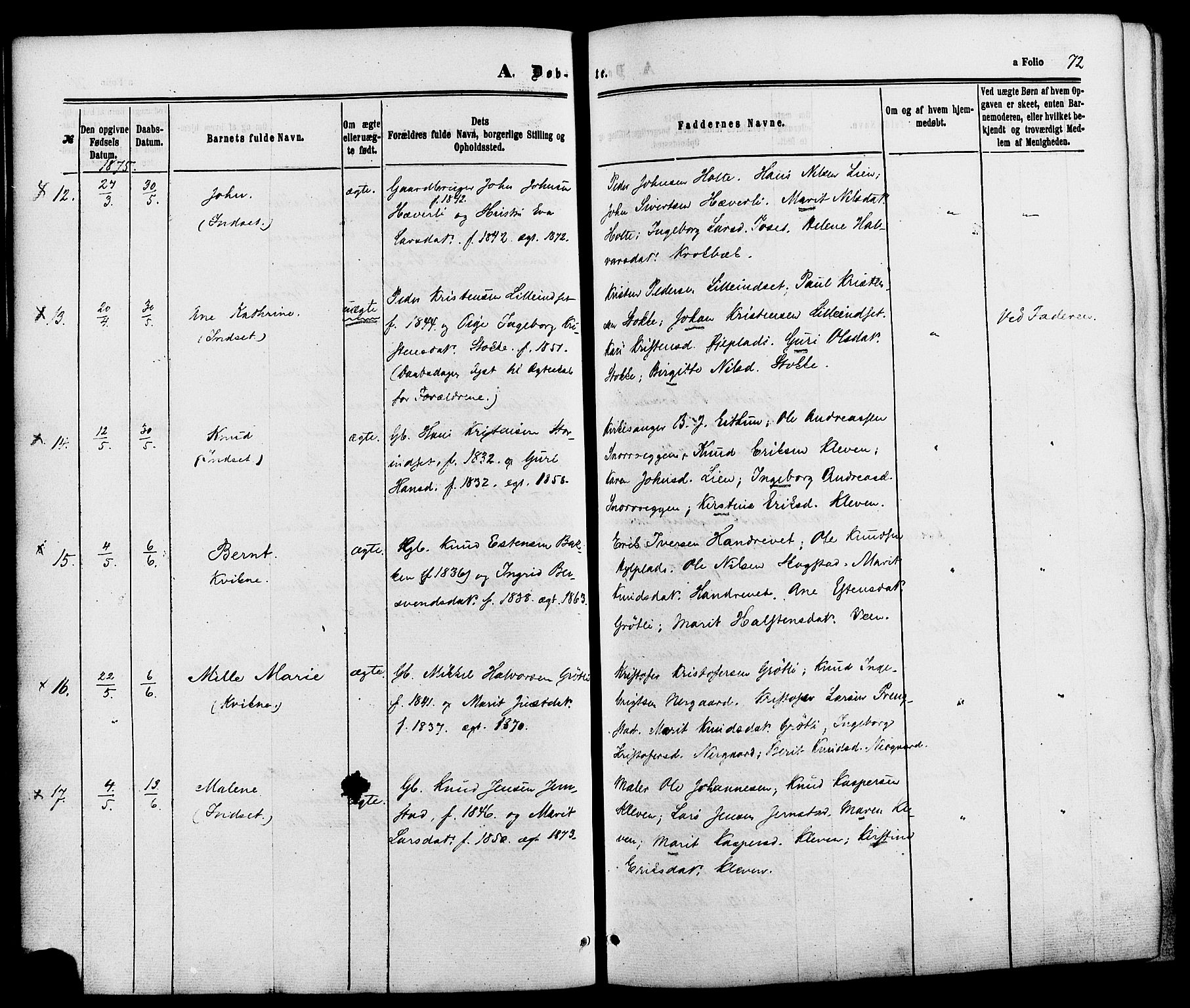 Kvikne prestekontor, AV/SAH-PREST-064/H/Ha/Haa/L0006: Parish register (official) no. 6, 1863-1886, p. 72