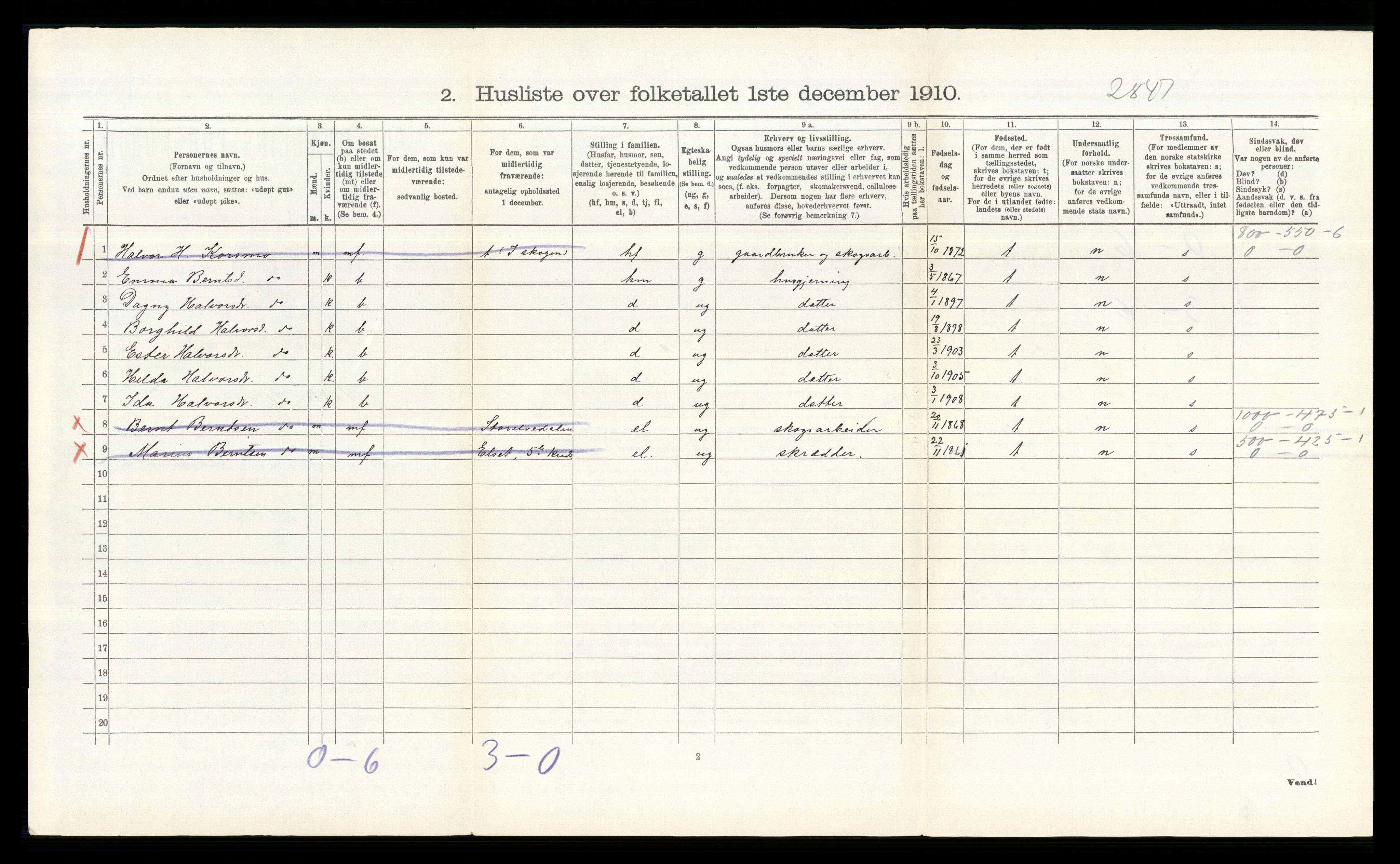 RA, 1910 census for Våler, 1910, p. 1106