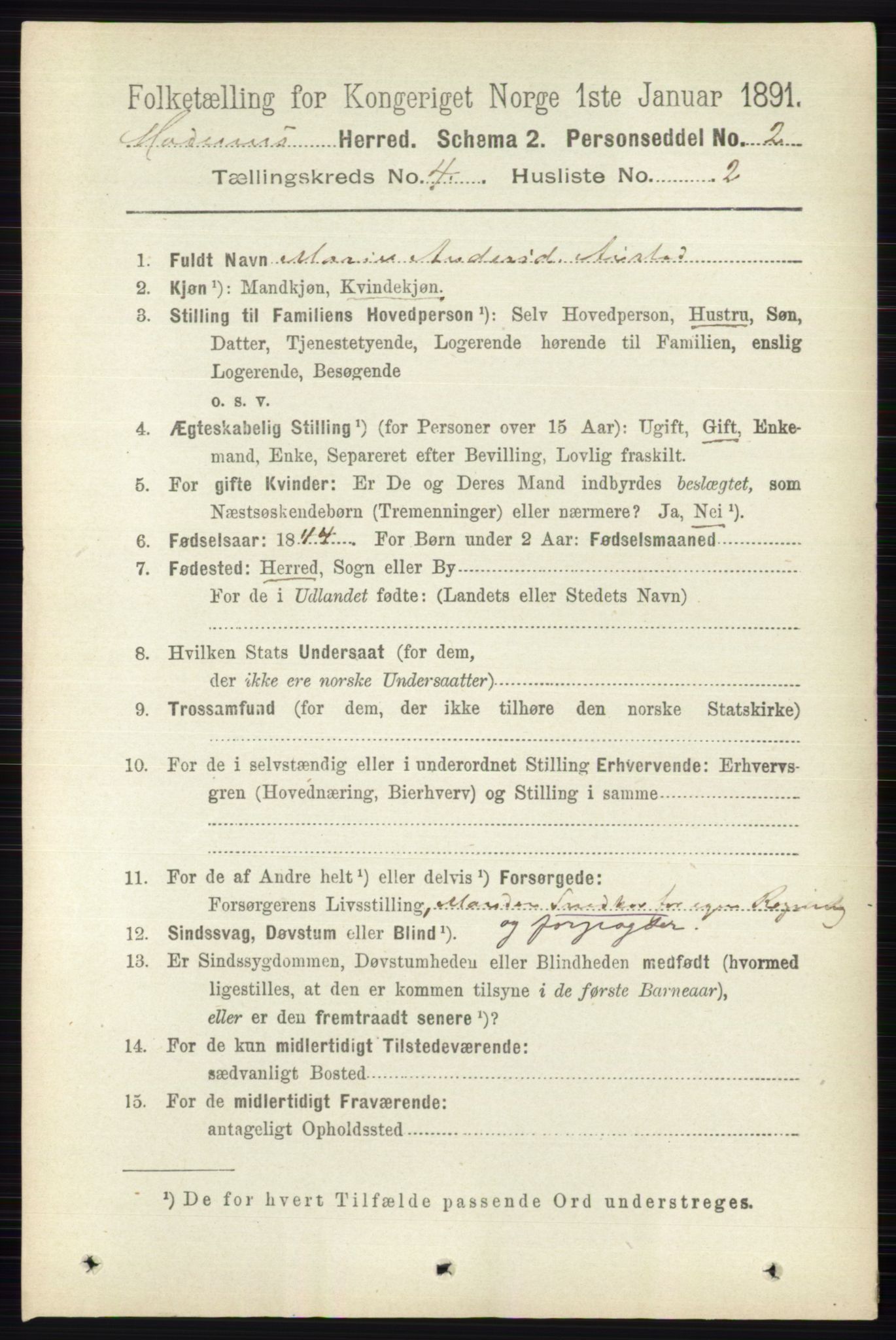 RA, 1891 census for 0623 Modum, 1891, p. 994