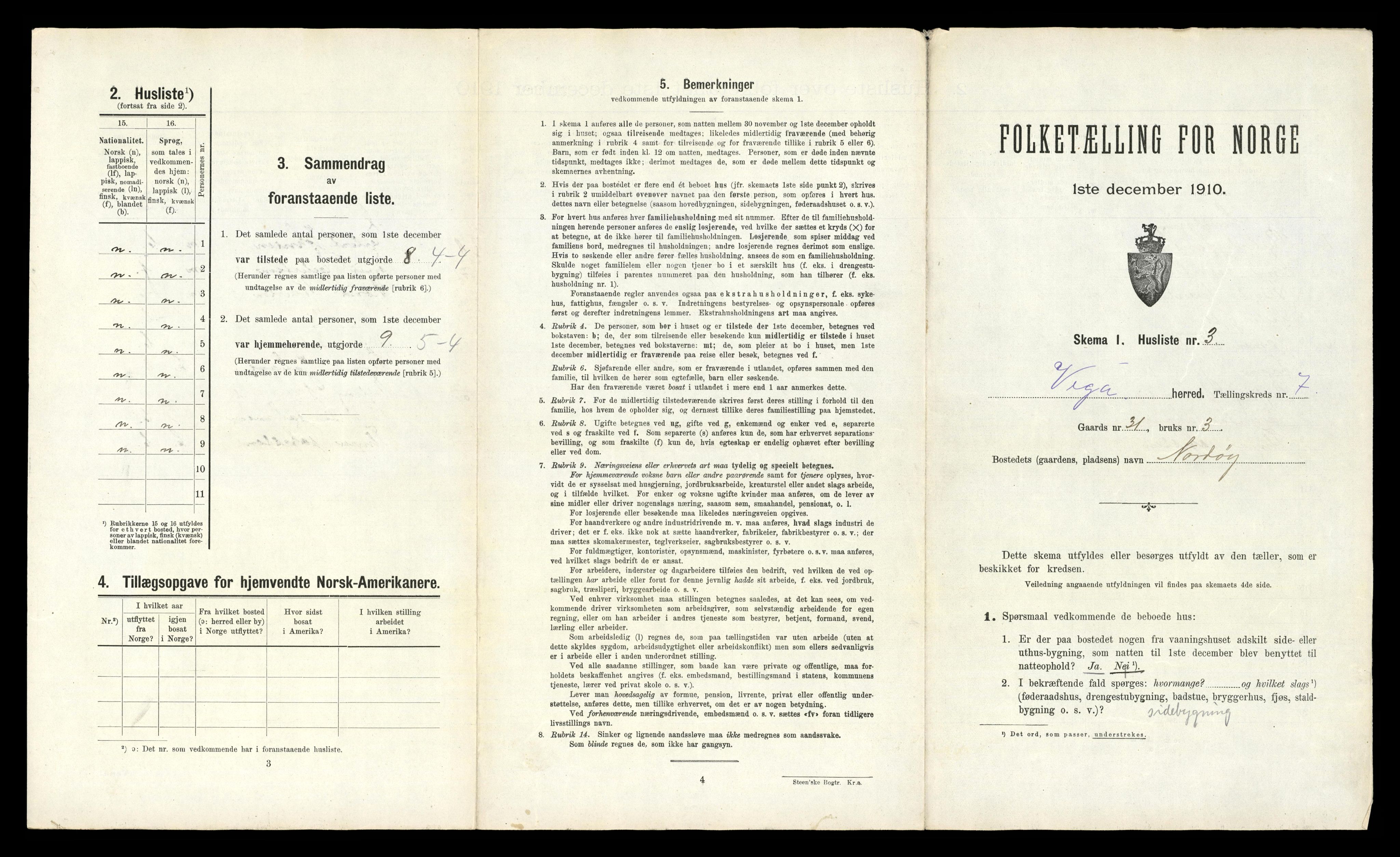 RA, 1910 census for Vega, 1910, p. 690