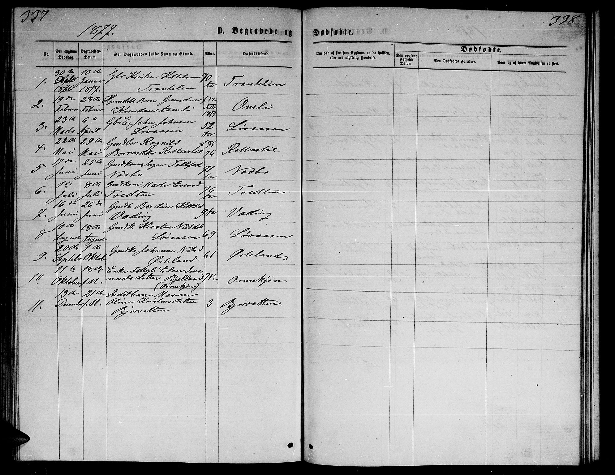 Herefoss sokneprestkontor, SAK/1111-0019/F/Fb/Fba/L0002: Parish register (copy) no. B 2, 1868-1886, p. 337-338