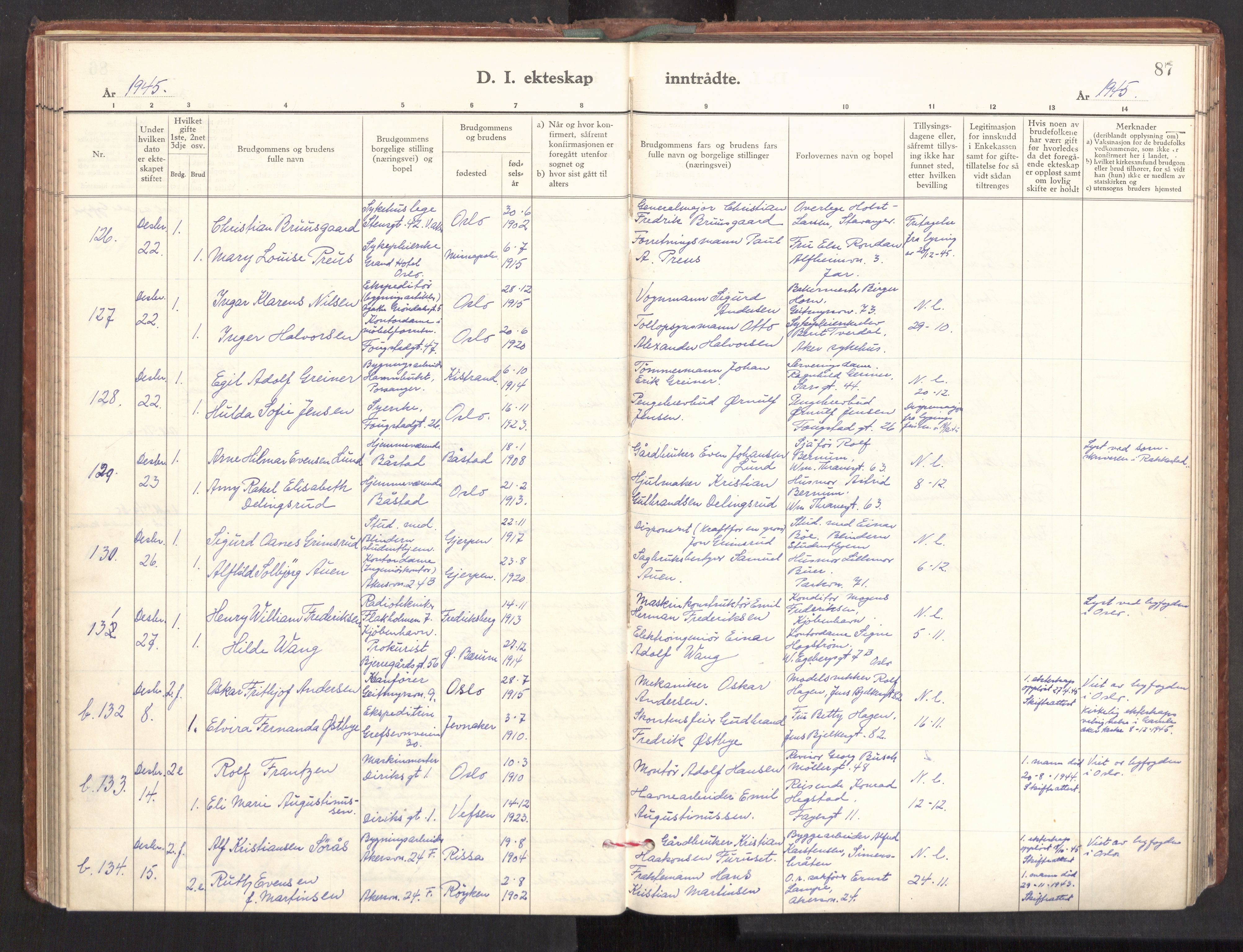 Gamle Aker prestekontor Kirkebøker, SAO/A-10617a/F/L0022: Parish register (official) no. 22, 1941-1952, p. 87